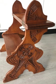Selten & Wunderschön handgeschnitzt Antike holländische Kunst & Kunsthandwerk Bibliothek Treppe:: Treppe