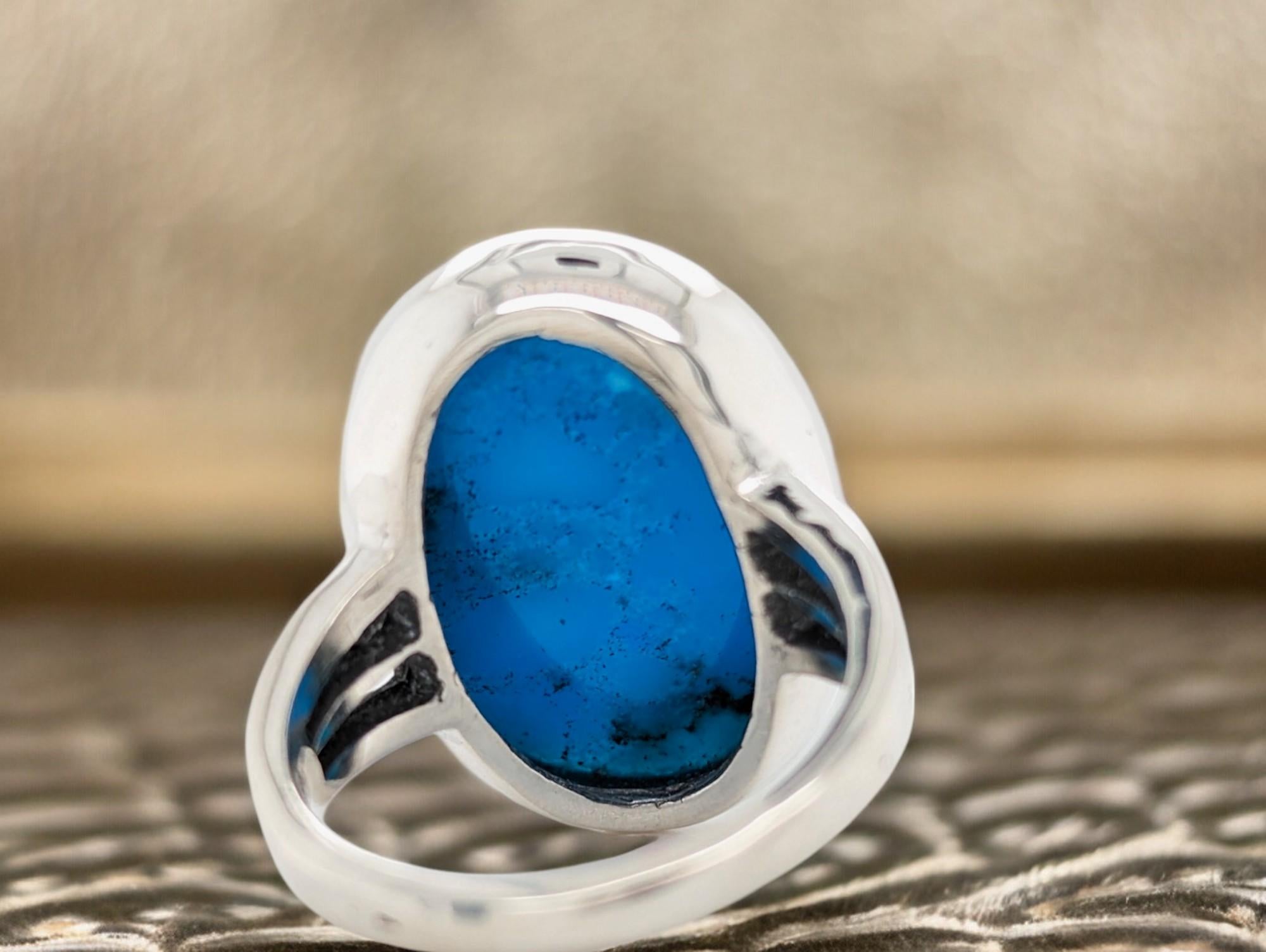 Seltene Schönheit: Transluzenter Bingmay Türkis-Ring (Größe 7) für Damen oder Herren im Angebot
