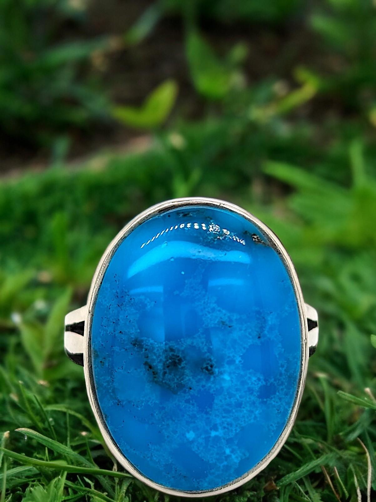 Rare Beauty: Translucent Bingmay Turquoise Ring (Size 7) For Sale 2
