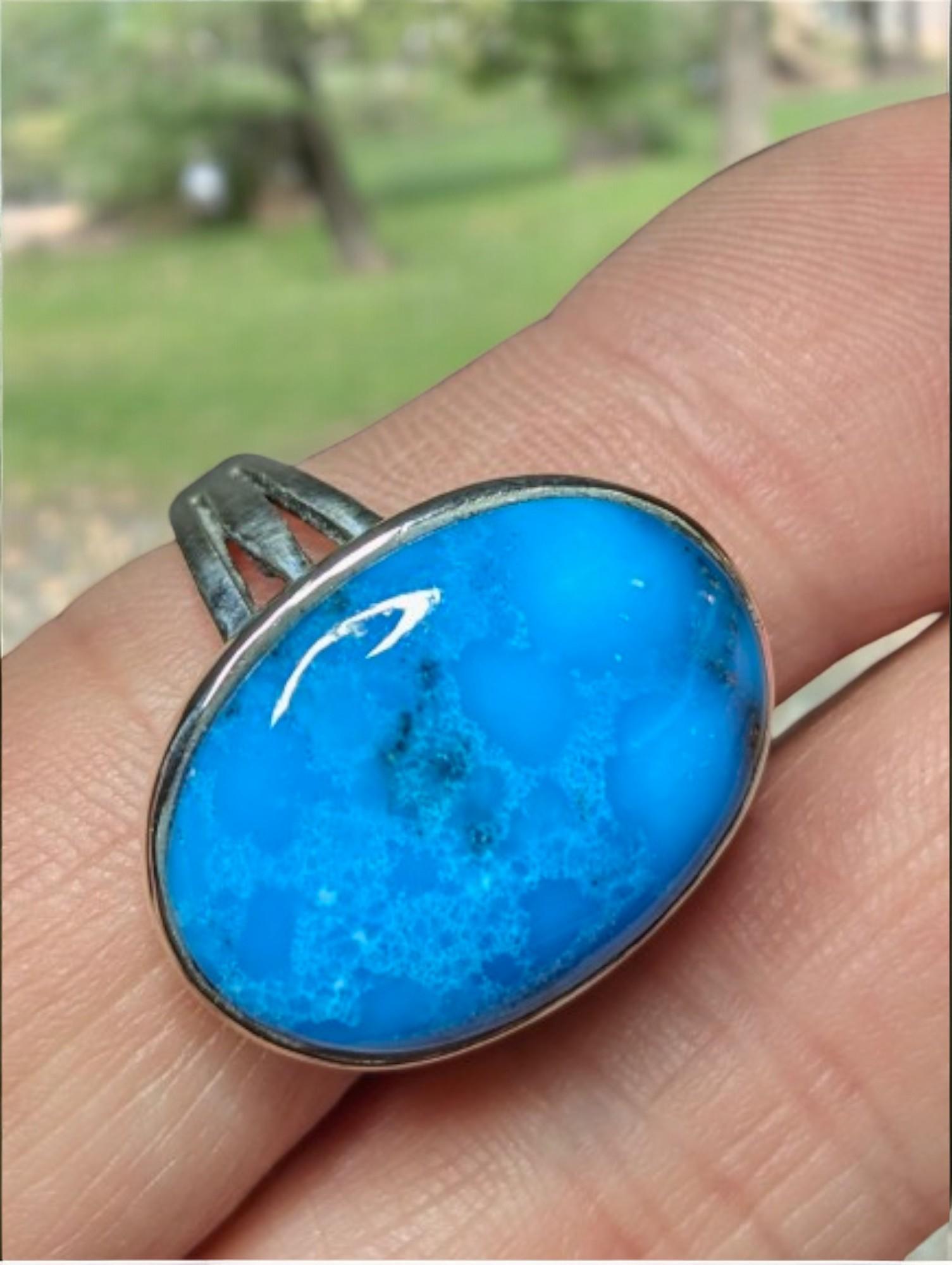 Rare Beauty: Translucent Bingmay Turquoise Ring (Size 7) For Sale 3