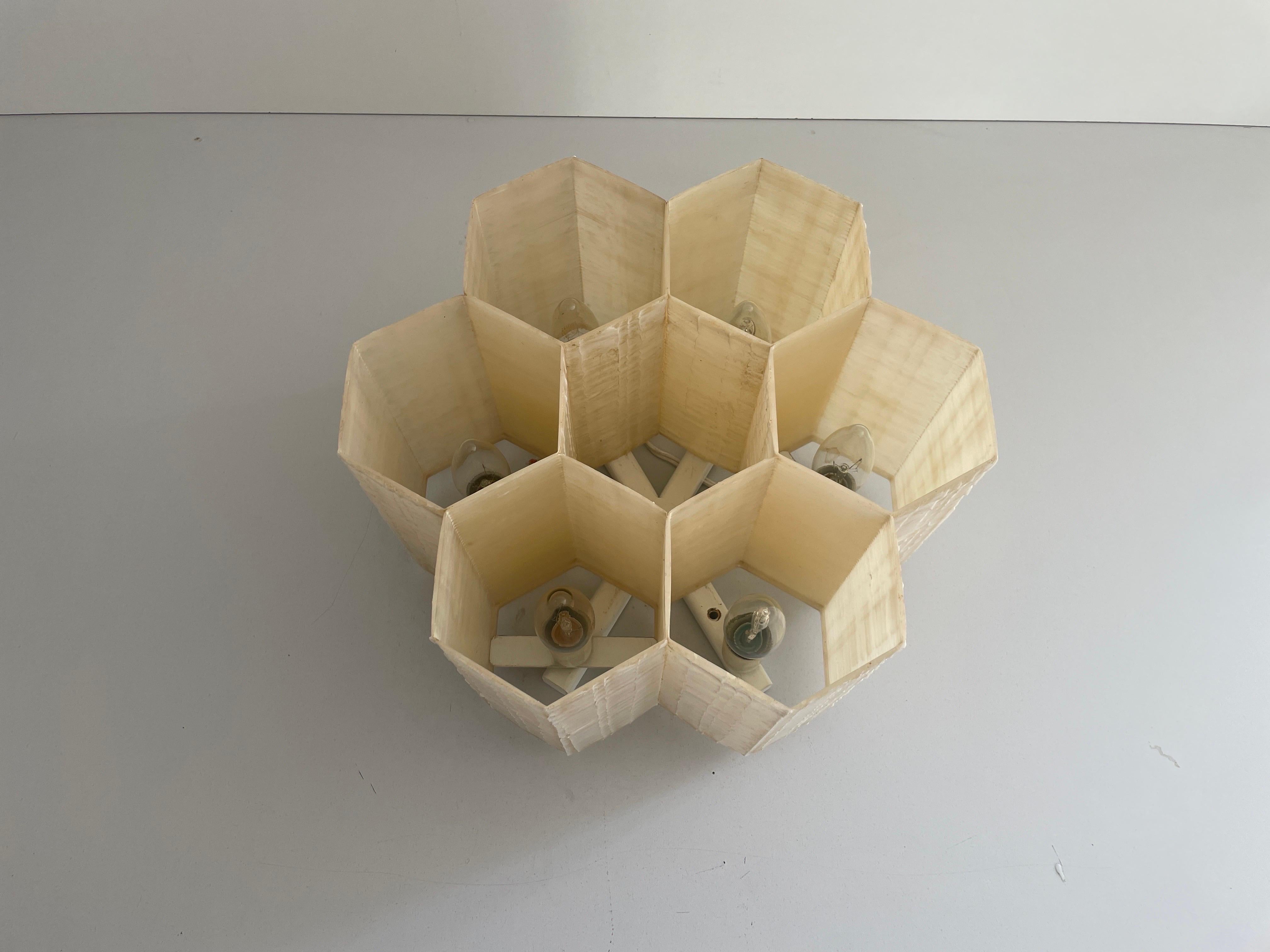 Fibre de verre Rare Bee Honeycomb Design Fiberglass Flush Mount Light, 1960s, Allemagne en vente