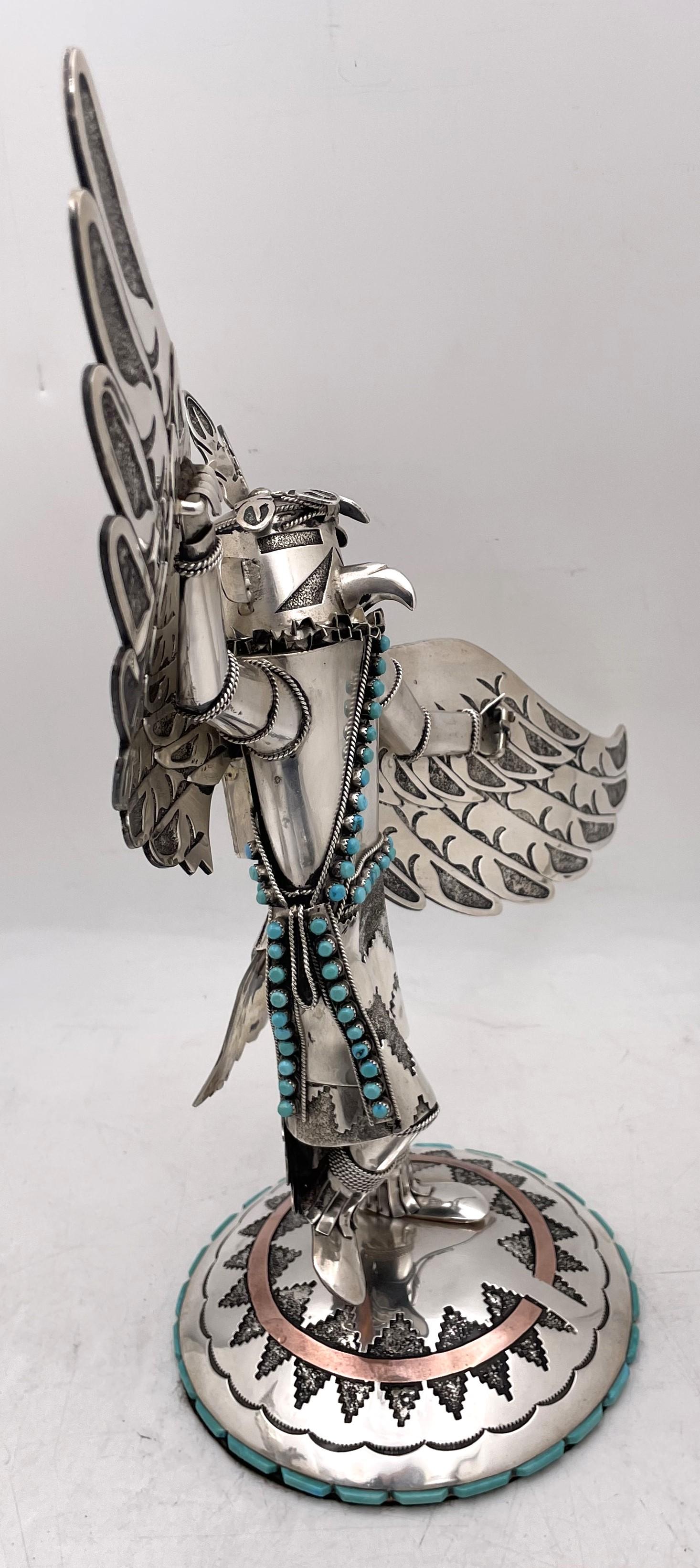 Rare Begay Navajo Native American Pair of Sterling Silver Kachina Sculptures For Sale 7