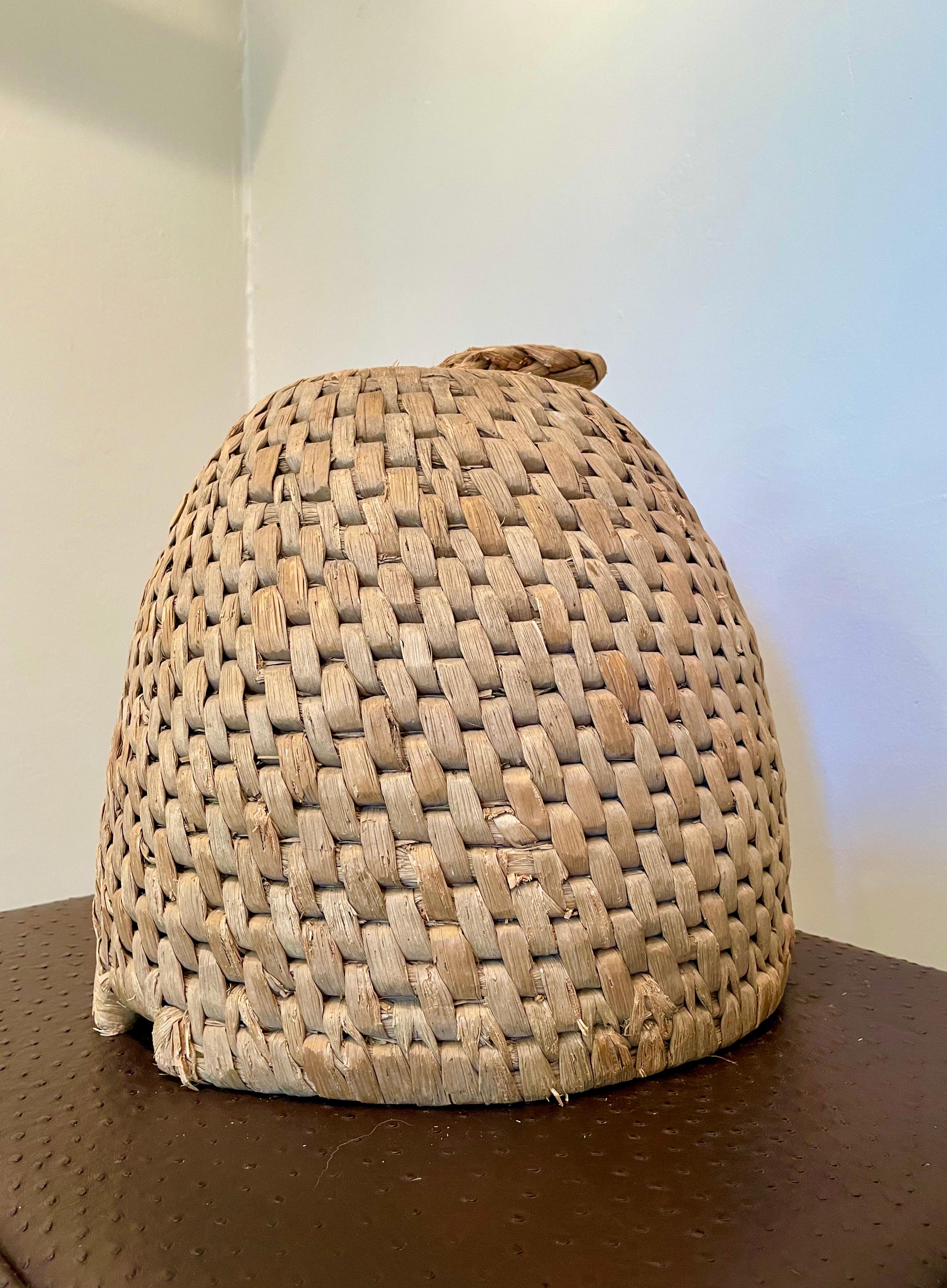Hand-Crafted Rare Belgian Straw Domed Bee Skep, CA 1900