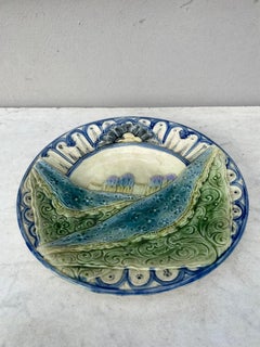 Rare Belgium Majolica Asparagus Plate Wasmuel, circa 1880