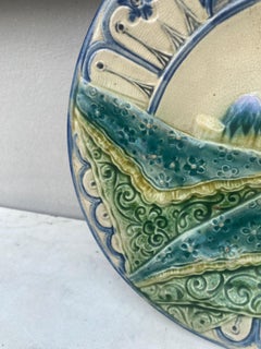 Rare Belgium Majolica Asparagus Plate Wasmuel, circa 1880