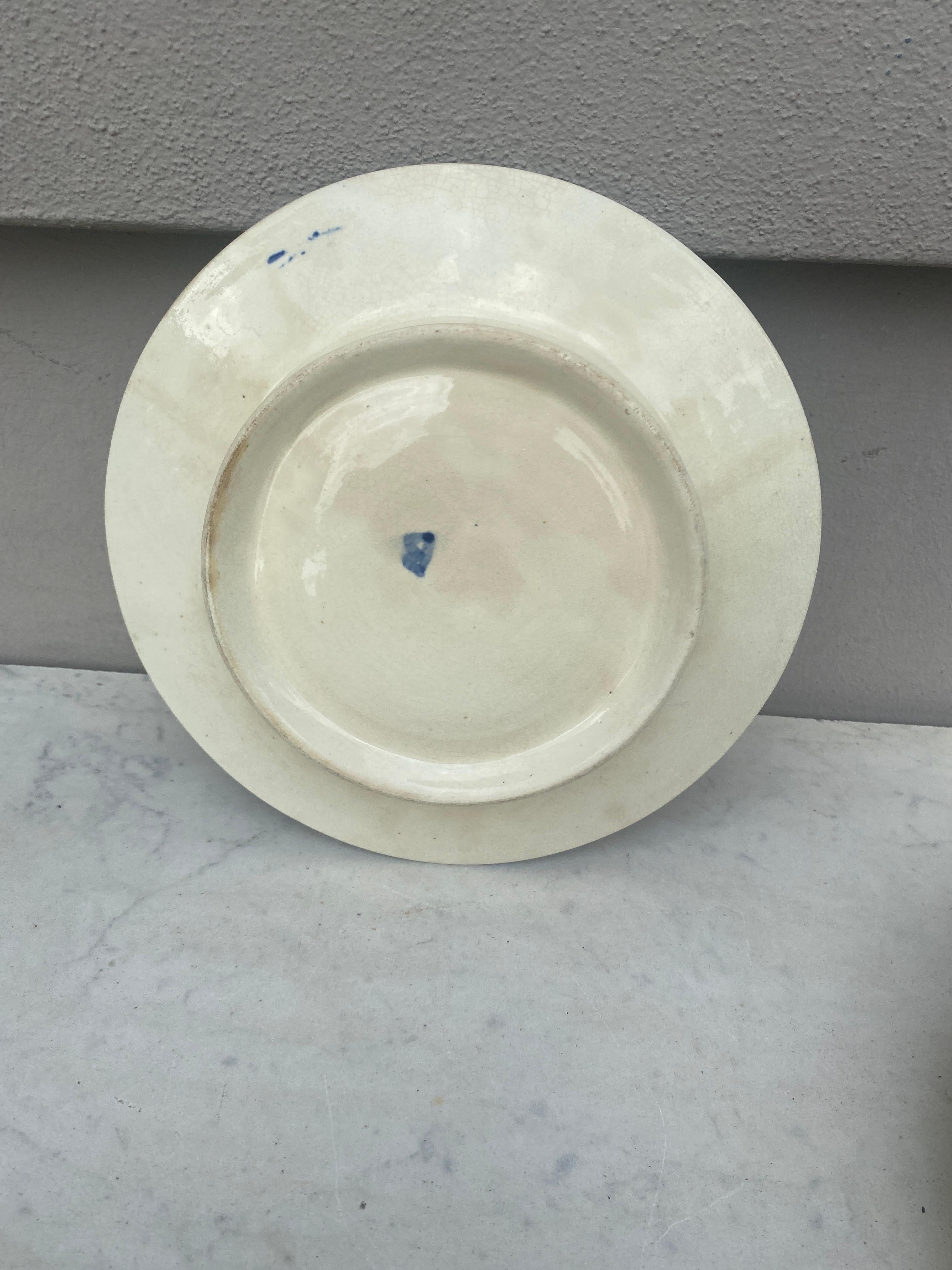 Raro plato de espárragos Wasmuel Majolica belga, hacia 1880 en Bueno estado para la venta en Austin, TX