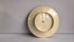 Rare Belgium Majolica Asparagus Sunflower Plate Wasmuel, circa 1880