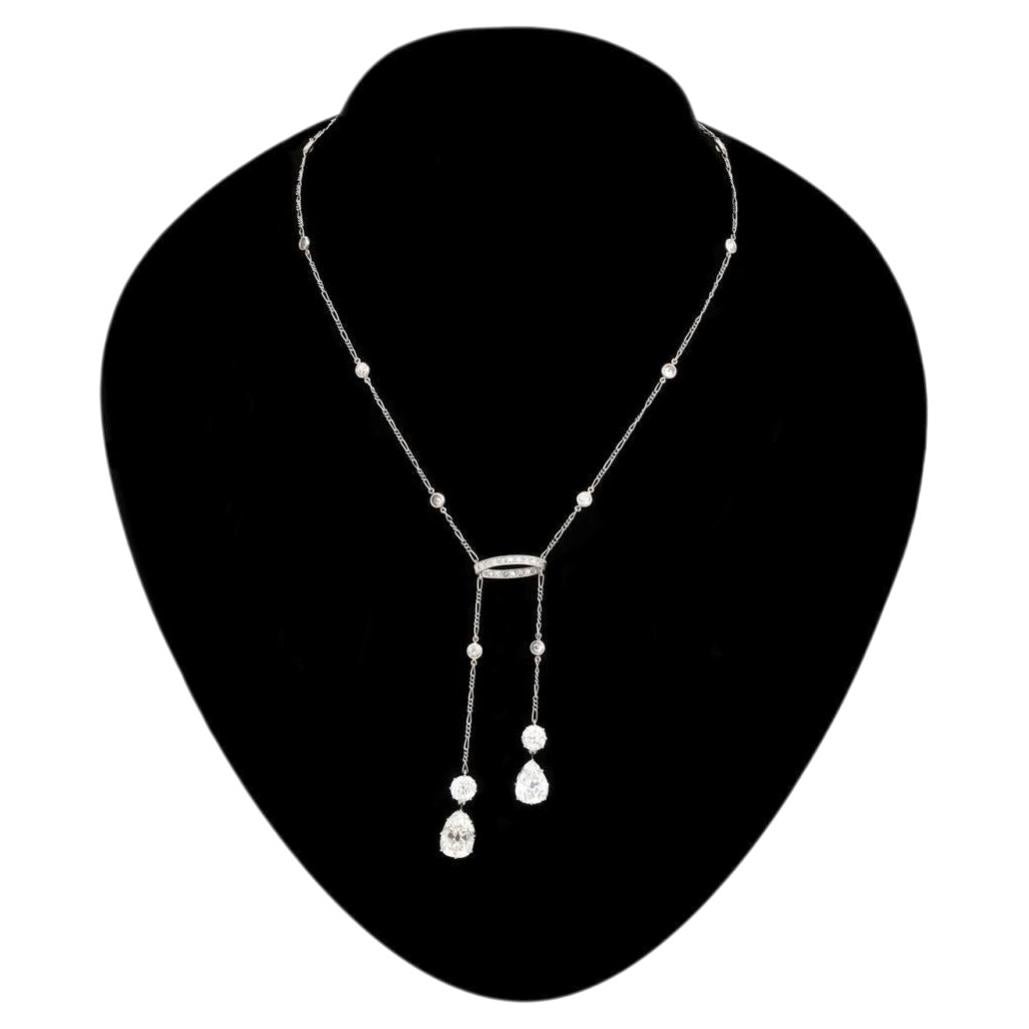 Belle Époque GIA certified Old Mine Diamonds 10cts Platinum Necklace, circa 1900
