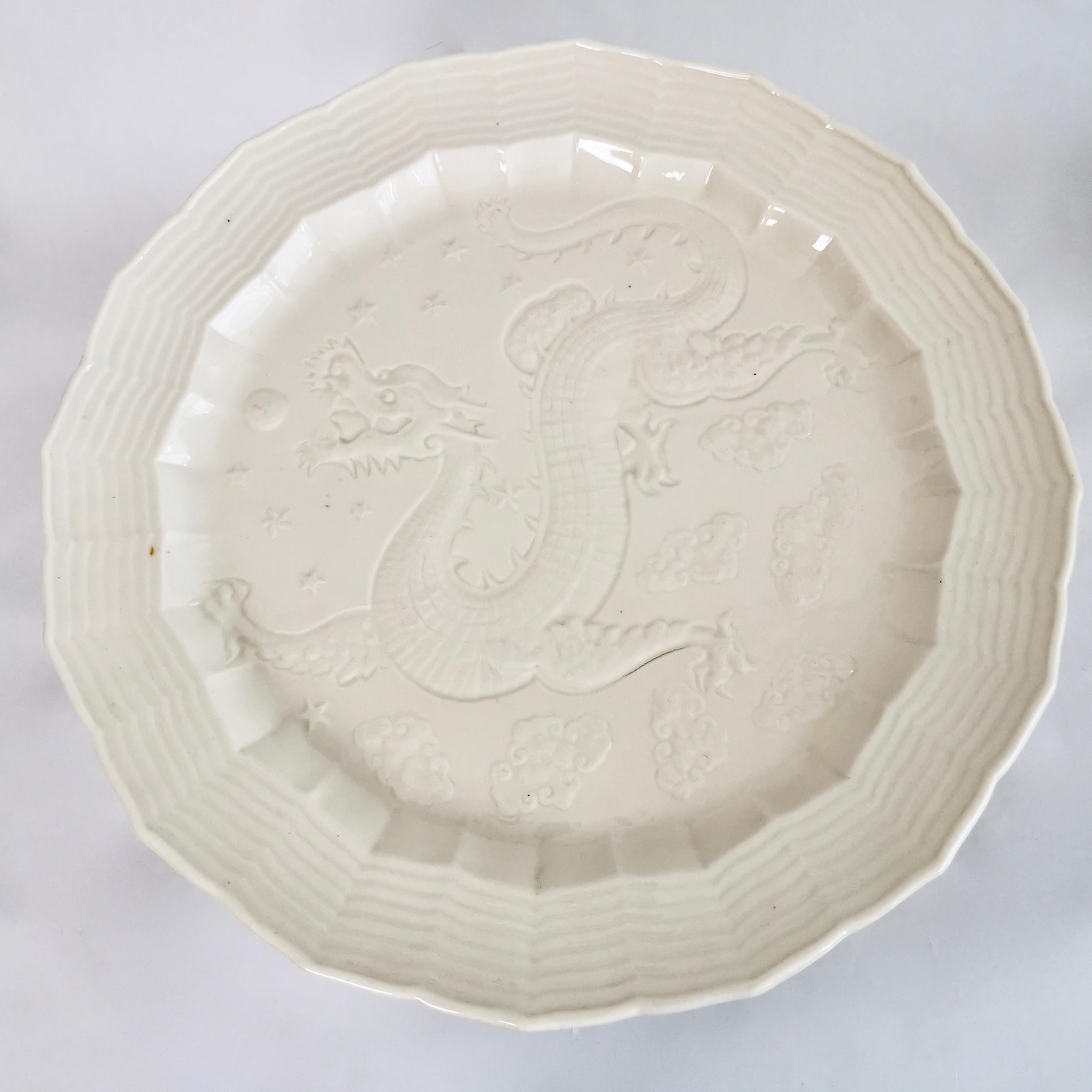 Belleek Porcelain Cabaret Tea Set, White, Japonism Dragon, Victorian, 1863-1891 4