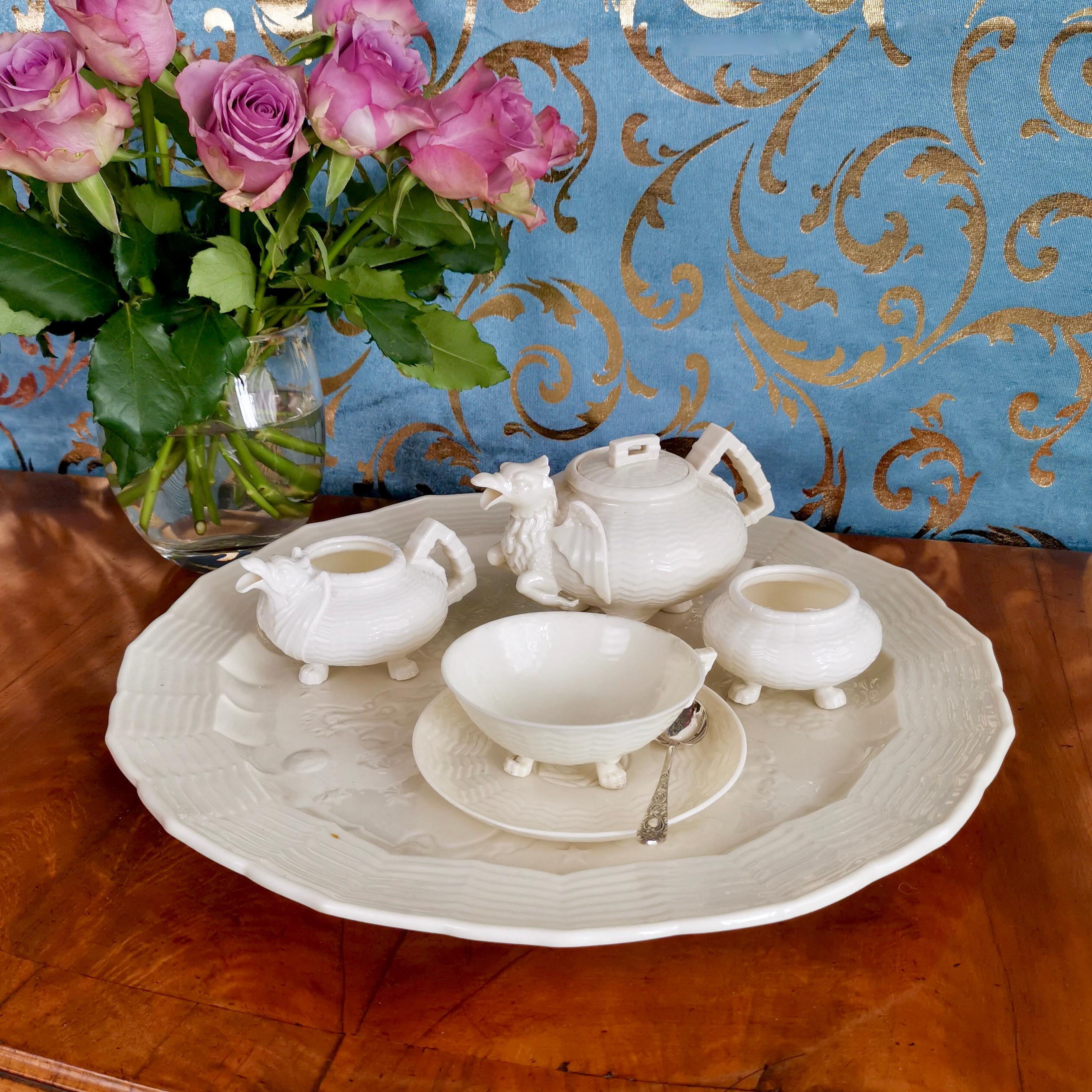 This is an extremely rare and stunning Belleek cabaret set serving just one, in the 