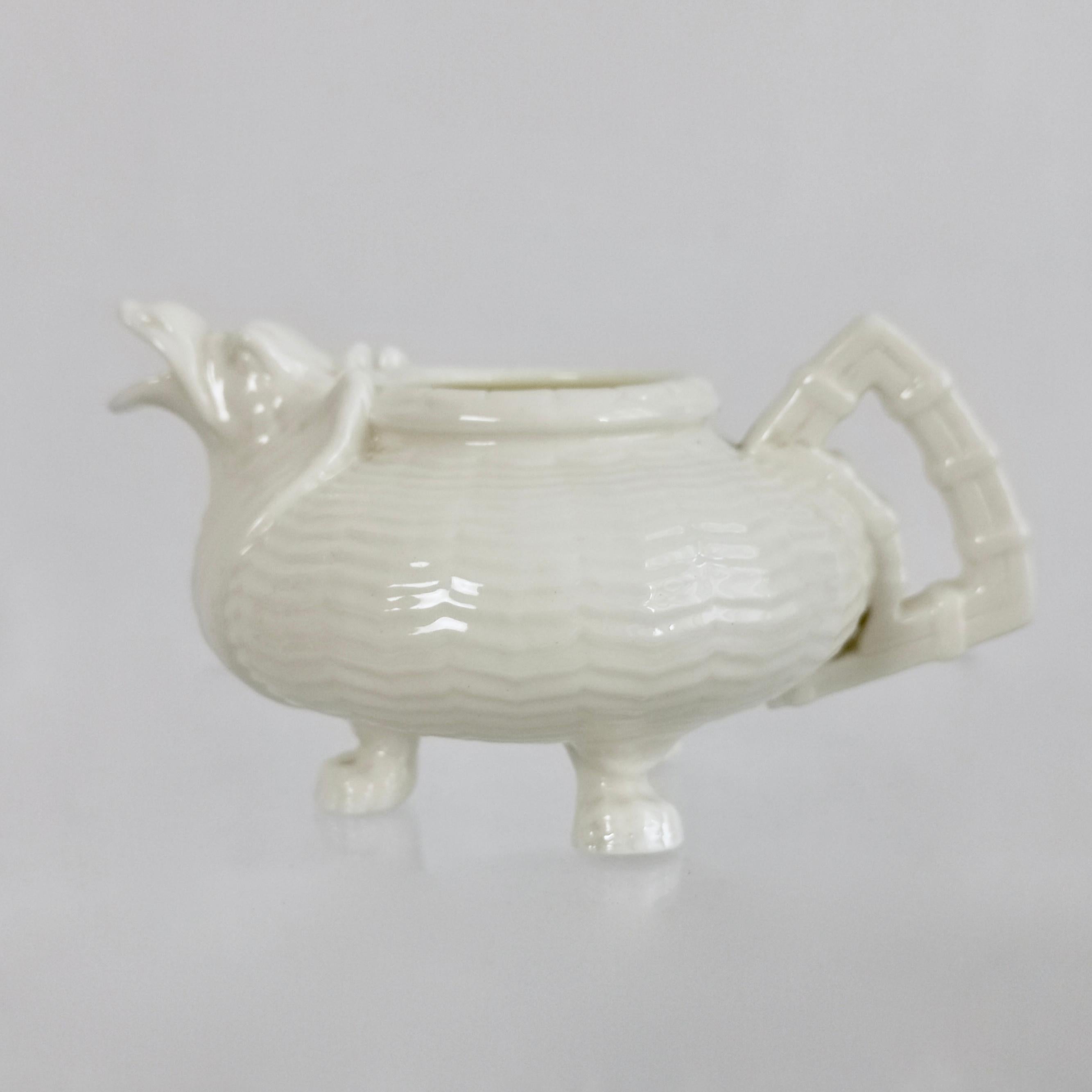 19th Century Belleek Porcelain Cabaret Tea Set, White, Japonism Dragon, Victorian, 1863-1891