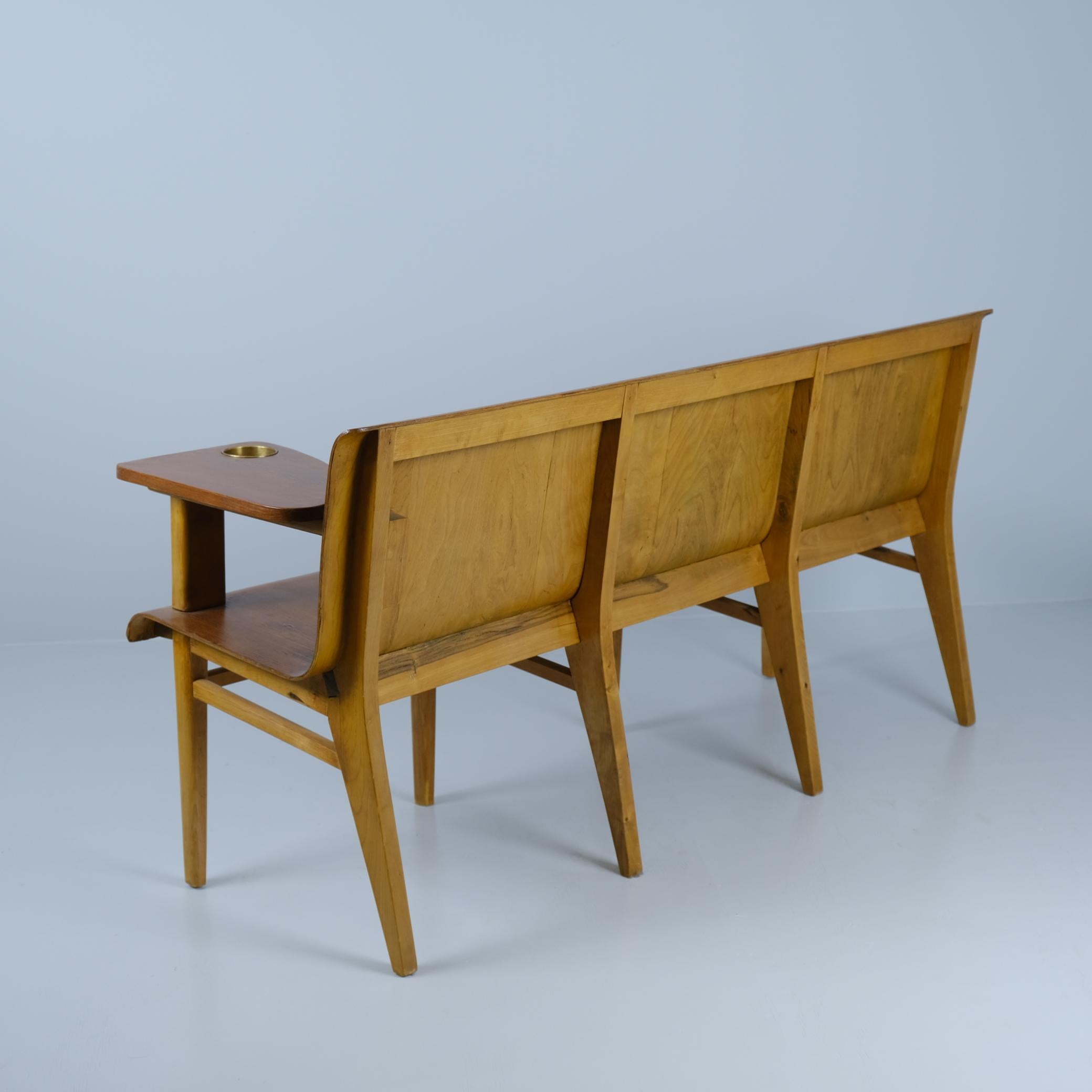 Rare banc en Wood Wood par l'architecte Risto V. Luukkonen, Vakiopuu Oy 1950s en vente 3