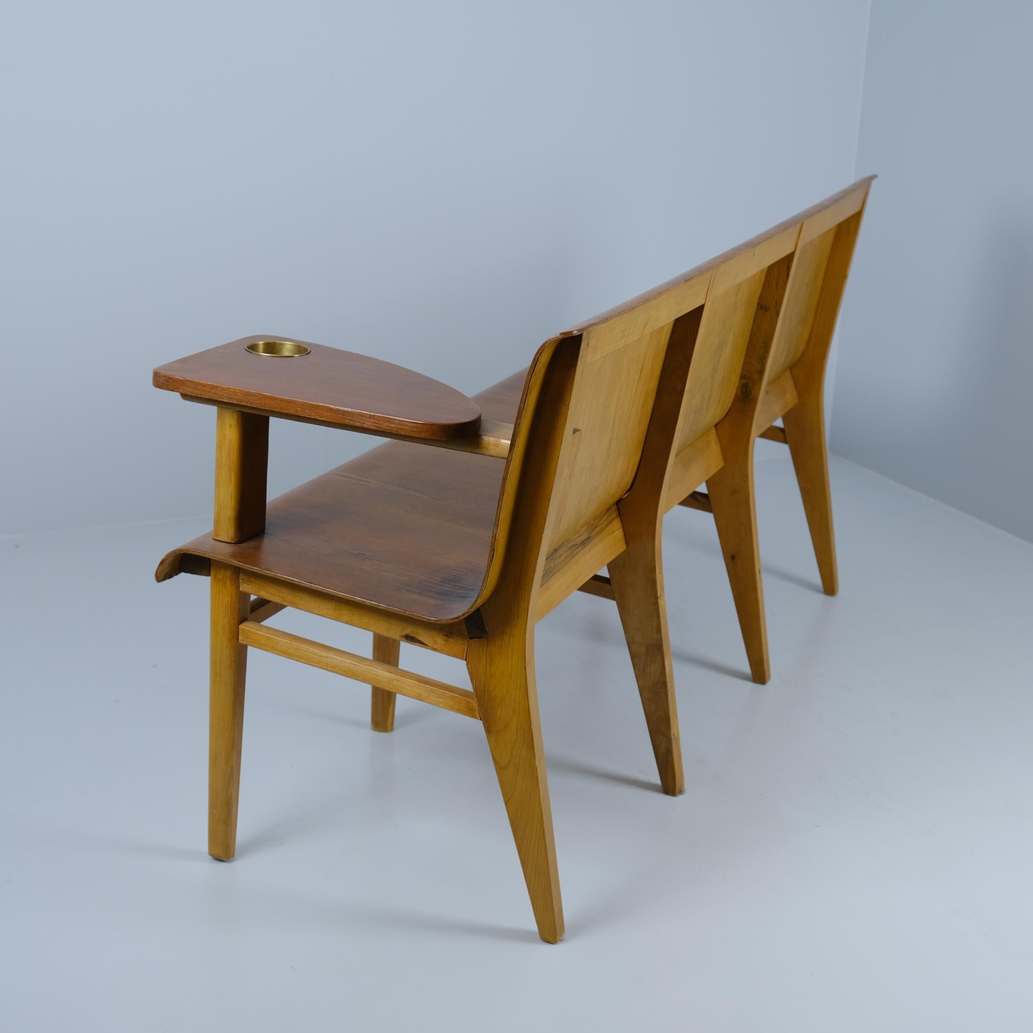 Rare banc en Wood Wood par l'architecte Risto V. Luukkonen, Vakiopuu Oy 1950s en vente 4