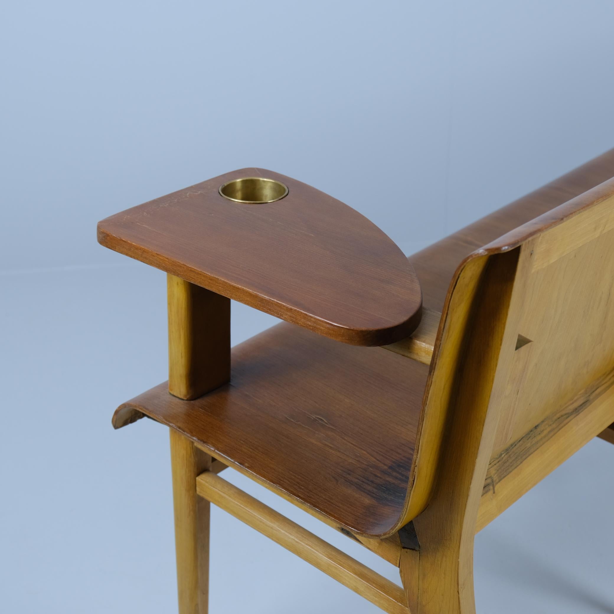 Rare banc en Wood Wood par l'architecte Risto V. Luukkonen, Vakiopuu Oy 1950s en vente 5