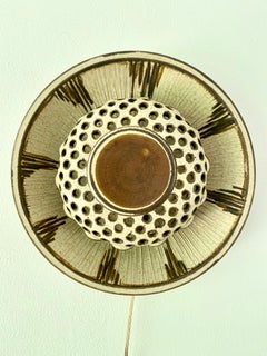 Rare Bente Jessen Ceramic Wall lamp for BJ Ceramics Denmark, ca 1970s.