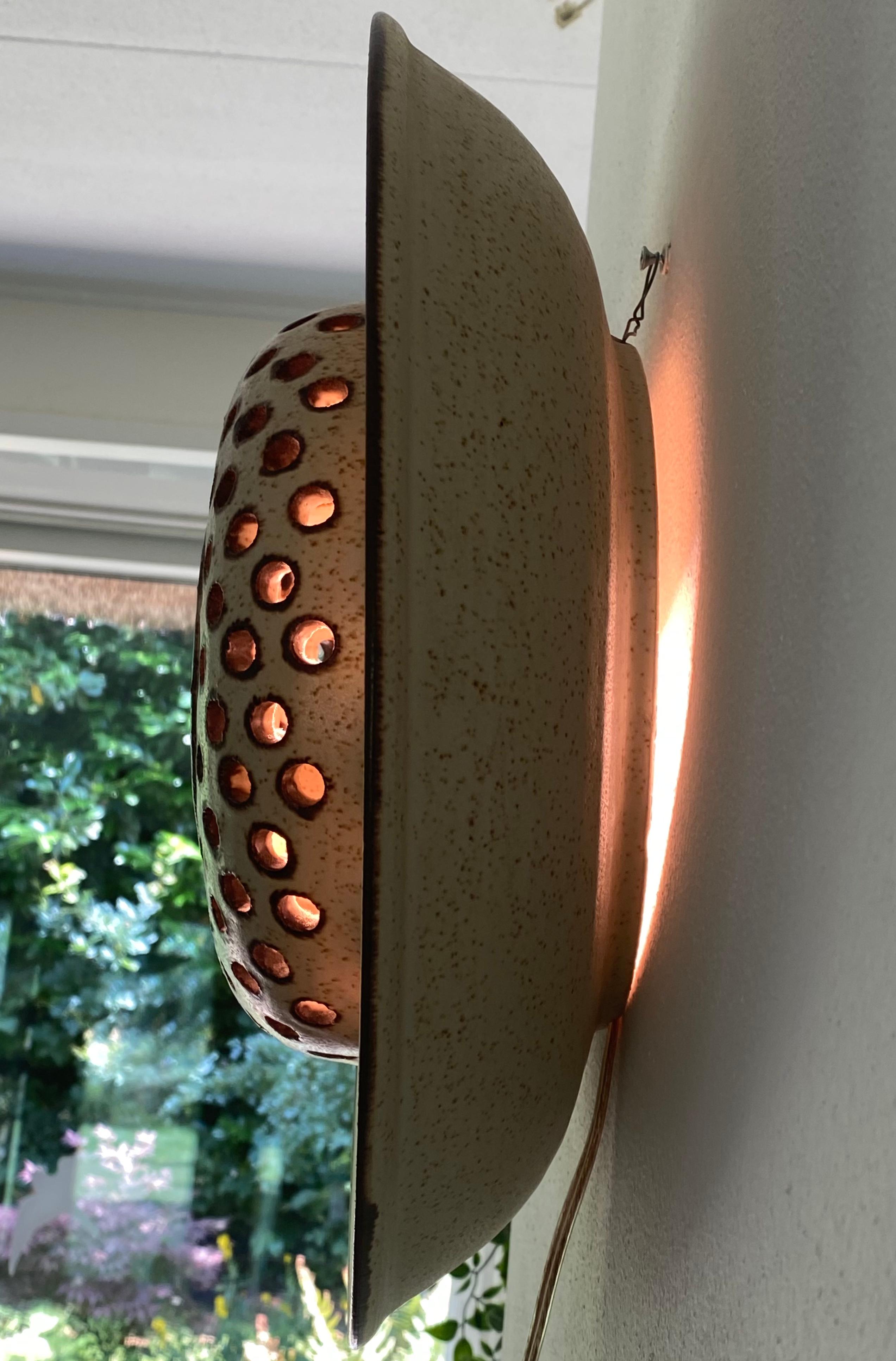 Hand-Crafted Rare Bente Jessen Ceramic Wall lamp for BJ Ceramics Denmark, ca 1970s. For Sale