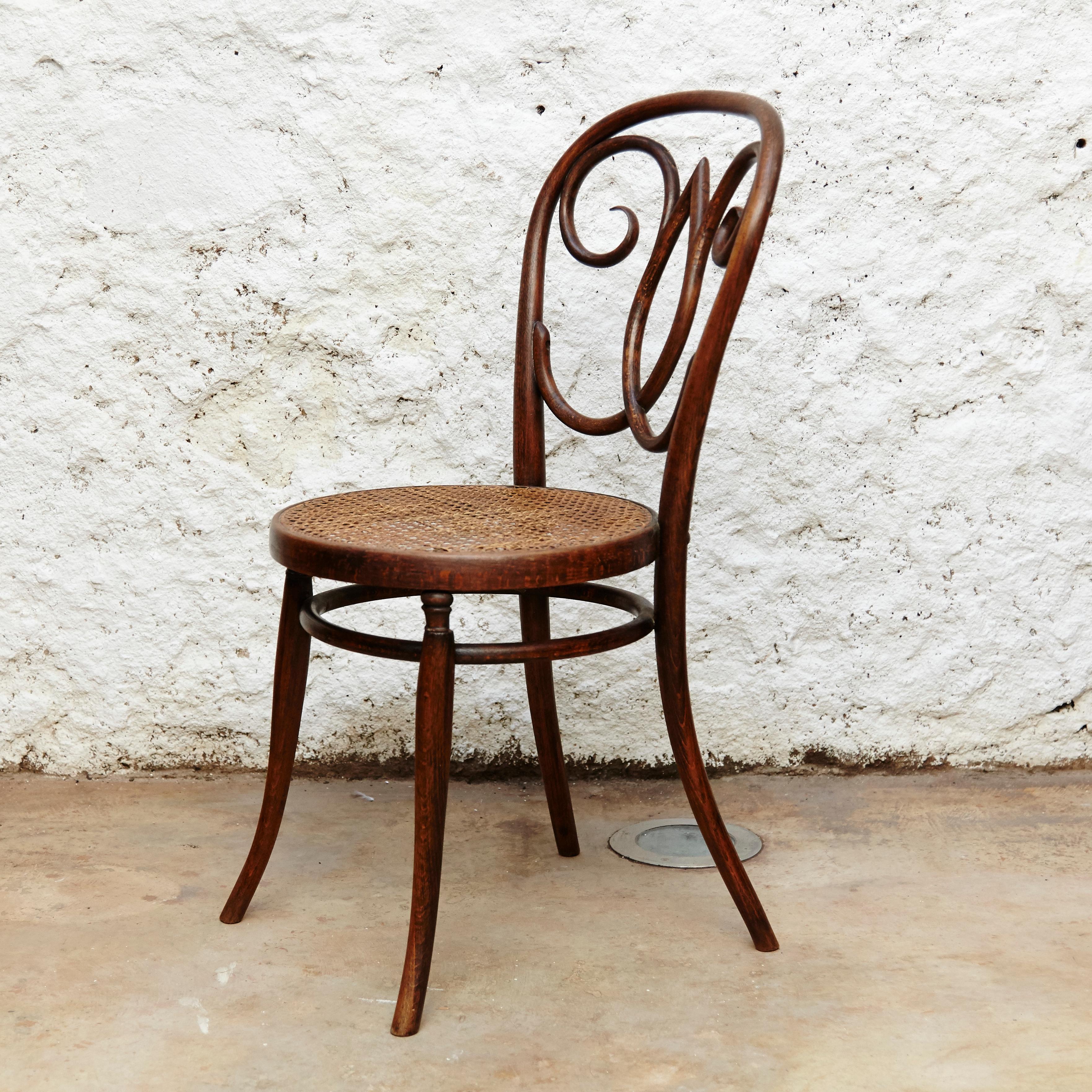 Arts and Crafts Rare Bentwood and Rattan Chair in the Style of Thonet, circa 1920