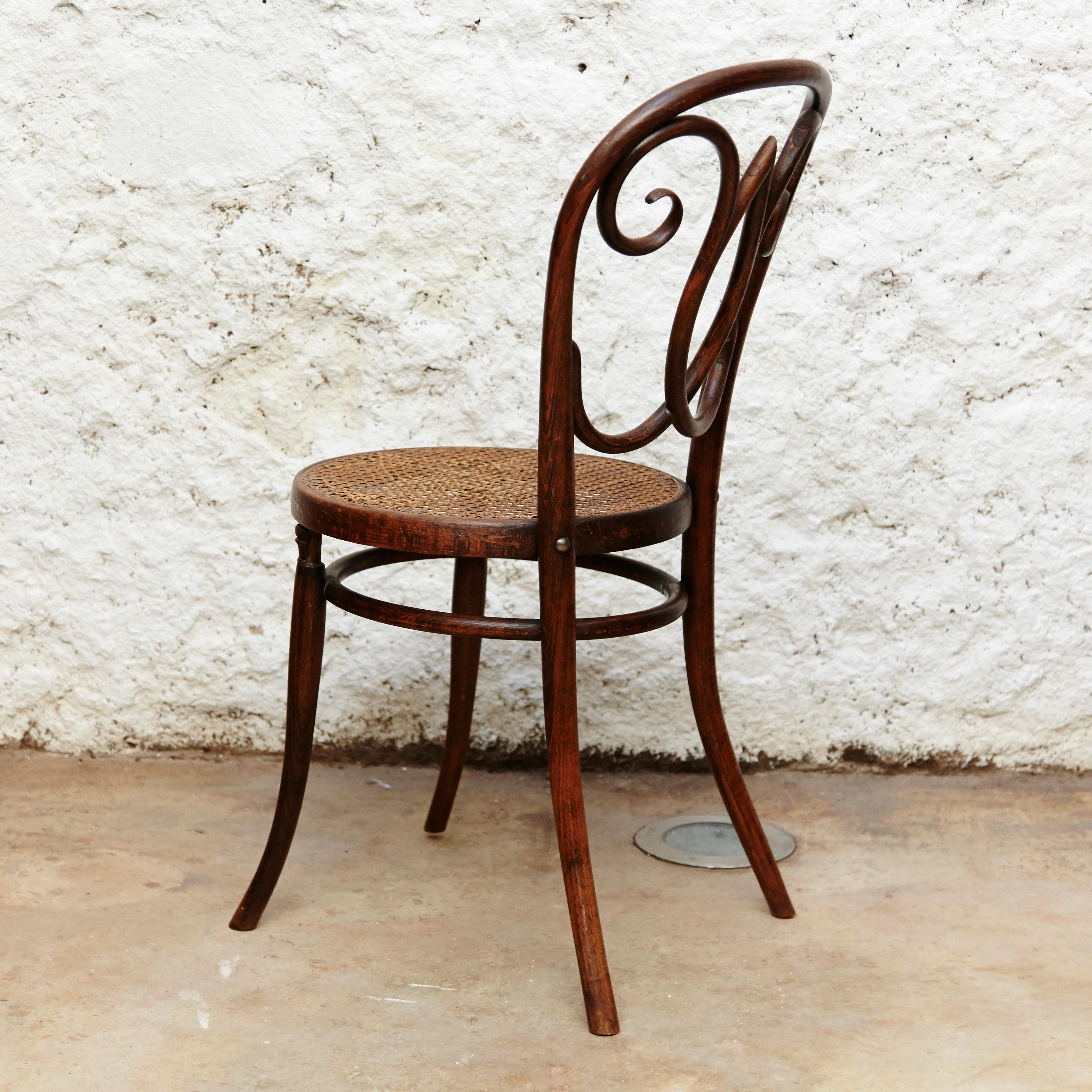 Austrian Rare Bentwood and Rattan Chair in the Style of Thonet, circa 1920