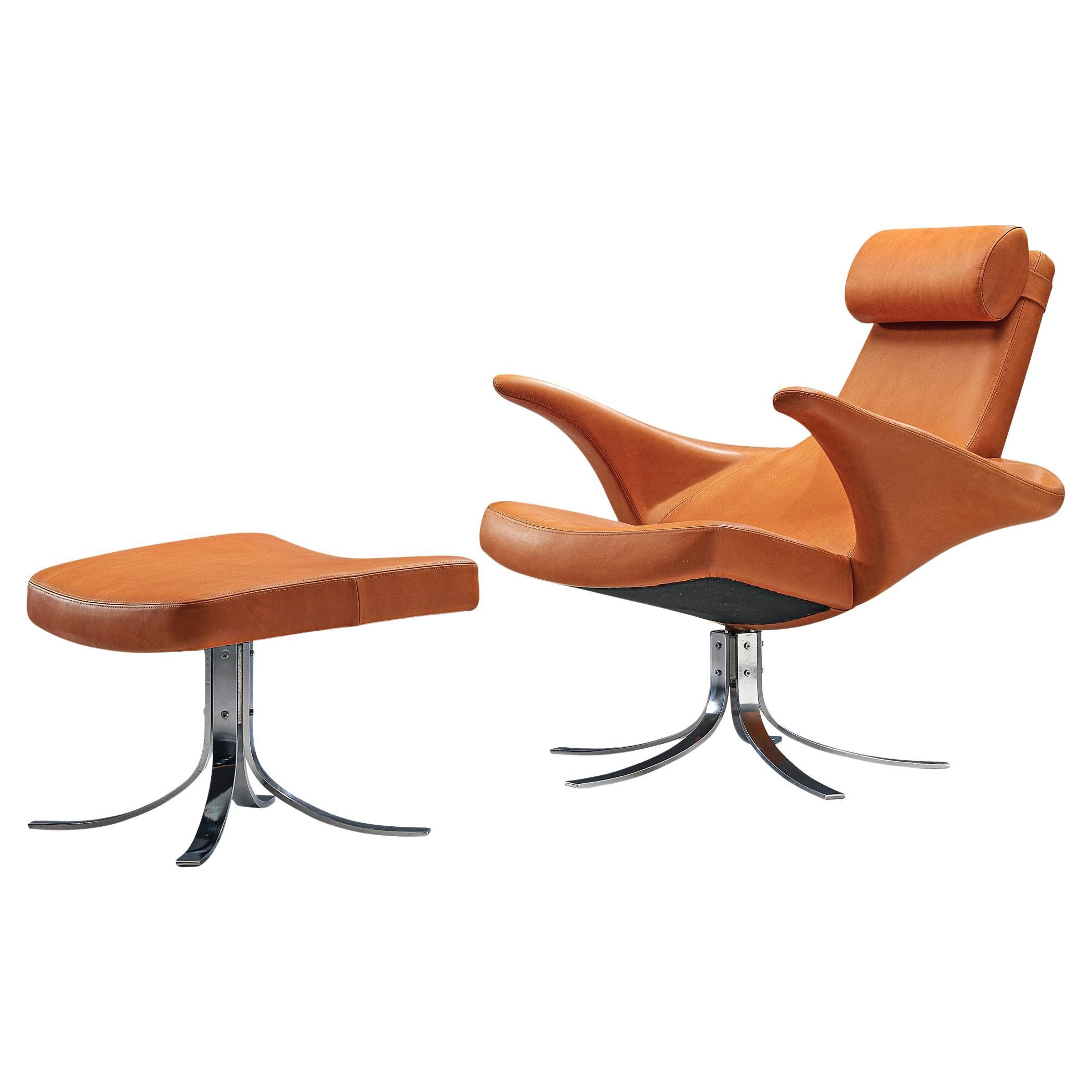 Rare Berg & Eriksson 'Seagull' 9601 Chair with Ottoman For Sale