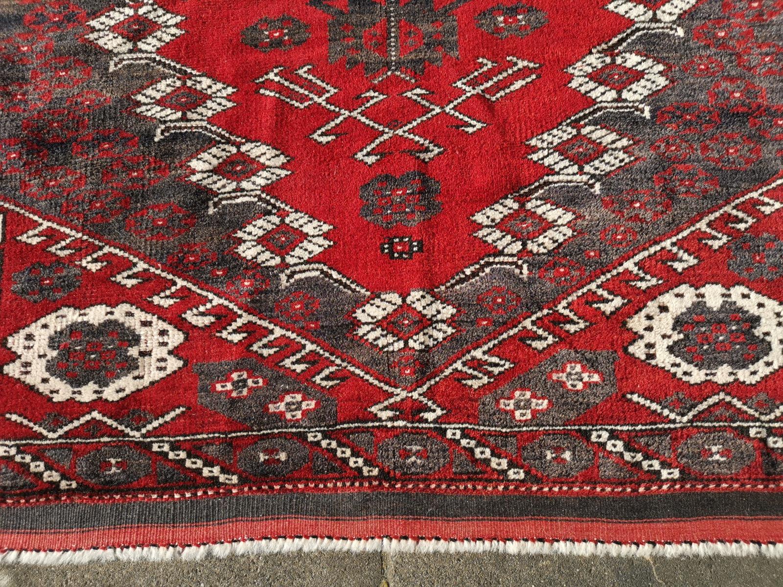 Wool Rare Antique Bergama Kiz Rug Turkey Red Grey For Sale