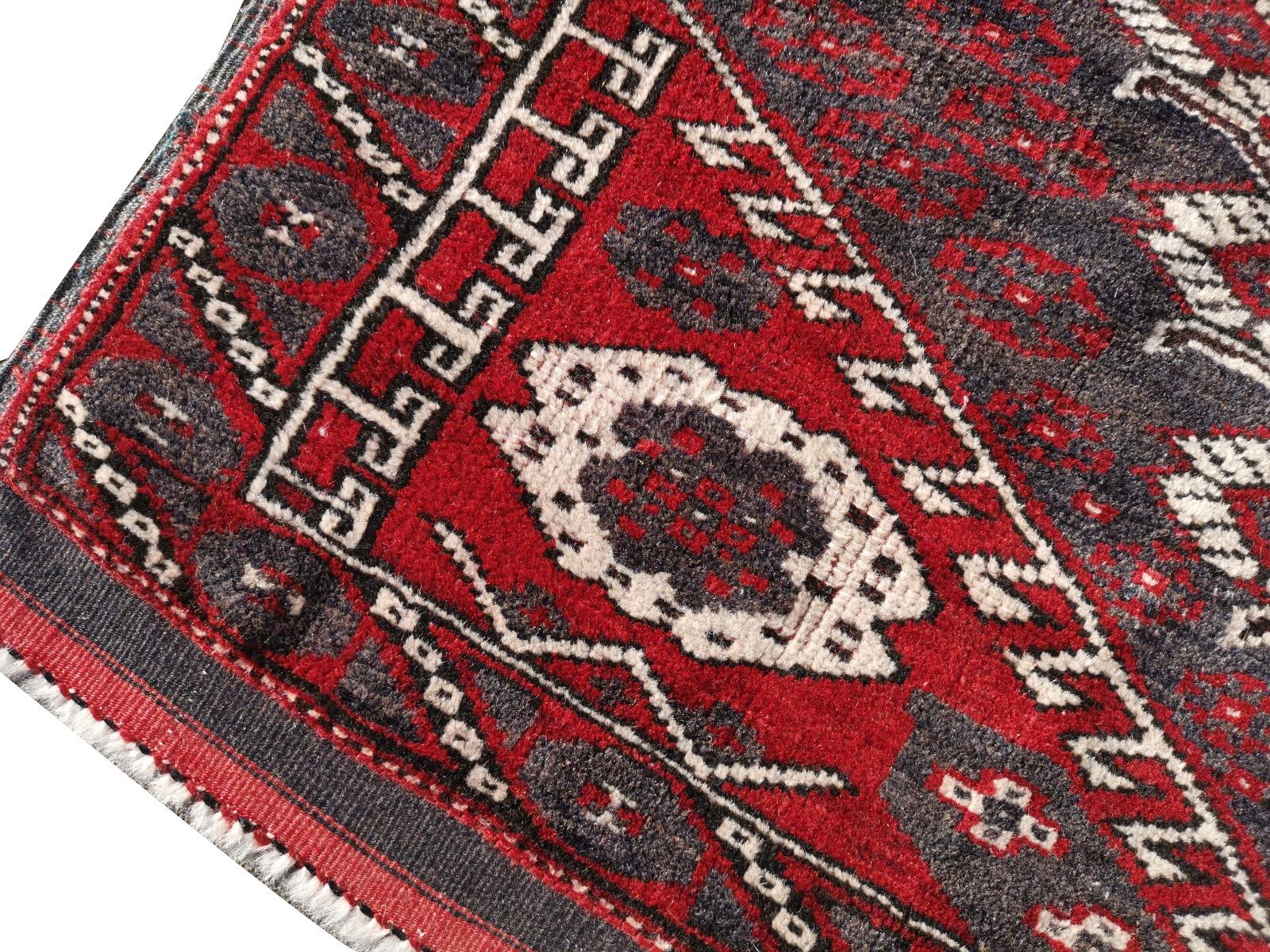 Seltener Antiker Bergama Kiz Teppich Türkei Rot Grau (Handgeknüpft) im Angebot