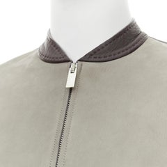 rare BERLUTI Haider Ackermann 2018 Runway grey lambskin biker jacket EU48 M