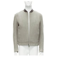 rare BERLUTI Haider Ackermann 2018 Runway grey lambskin biker jacket EU48 M