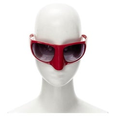 Seltene BERNARD WILLHELM LINDA FARROW PW003 rote Masken-Sonnenbrille mit Nase