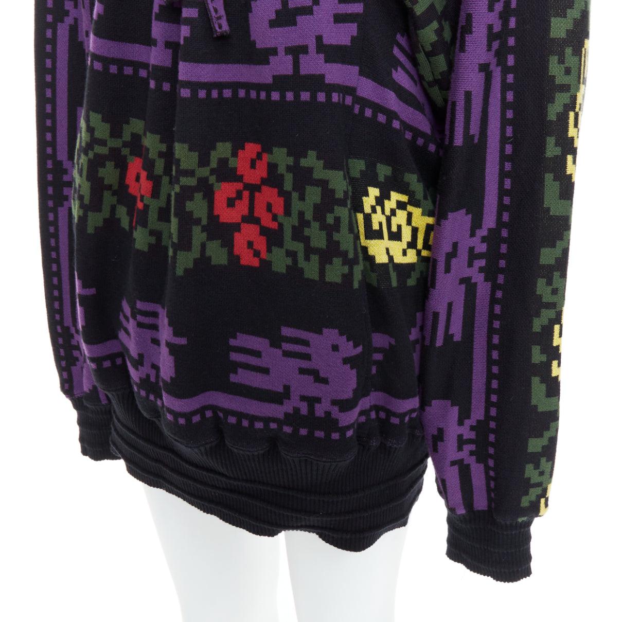selten BERNHARD WILLHELM Vintage mehrfarbiger Pixeldruck Pullover mit Kordelzug L im Angebot 2