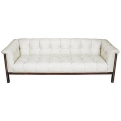 Vintage Rare Bert England for Interior Crafts Faux Ostrich and Mahogany Tuxedo Sofa