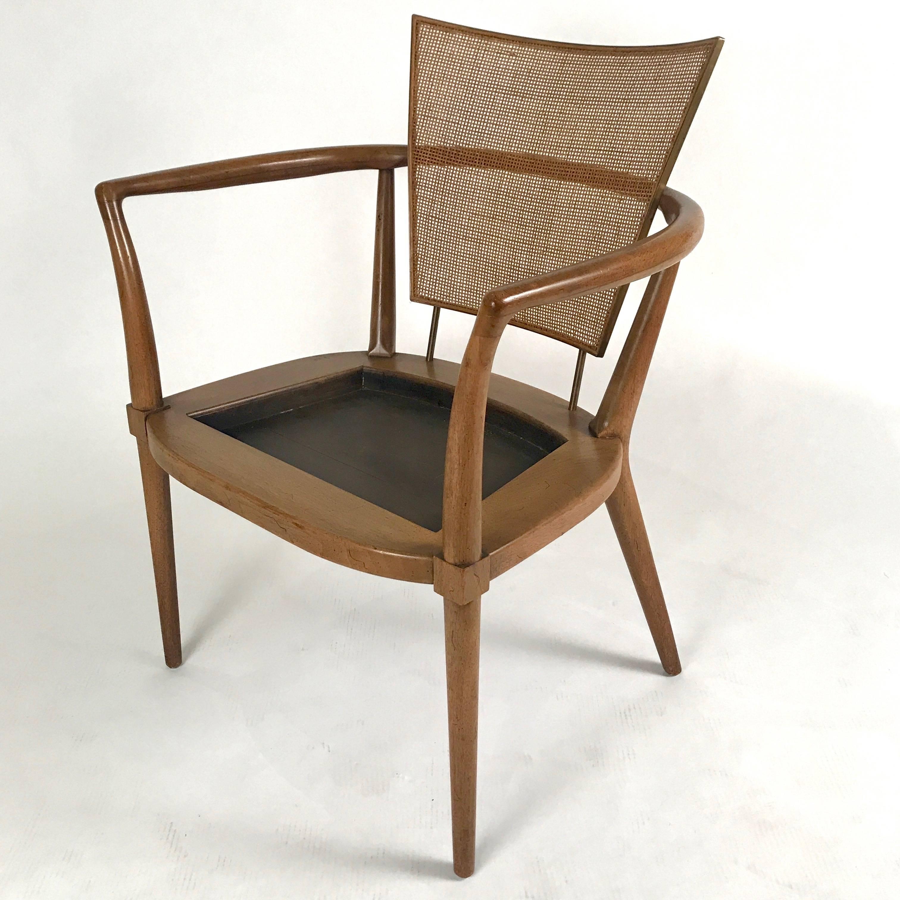 Rare Bert England for Johnson Furniture Armchair with Cane, Brass and Leather 8