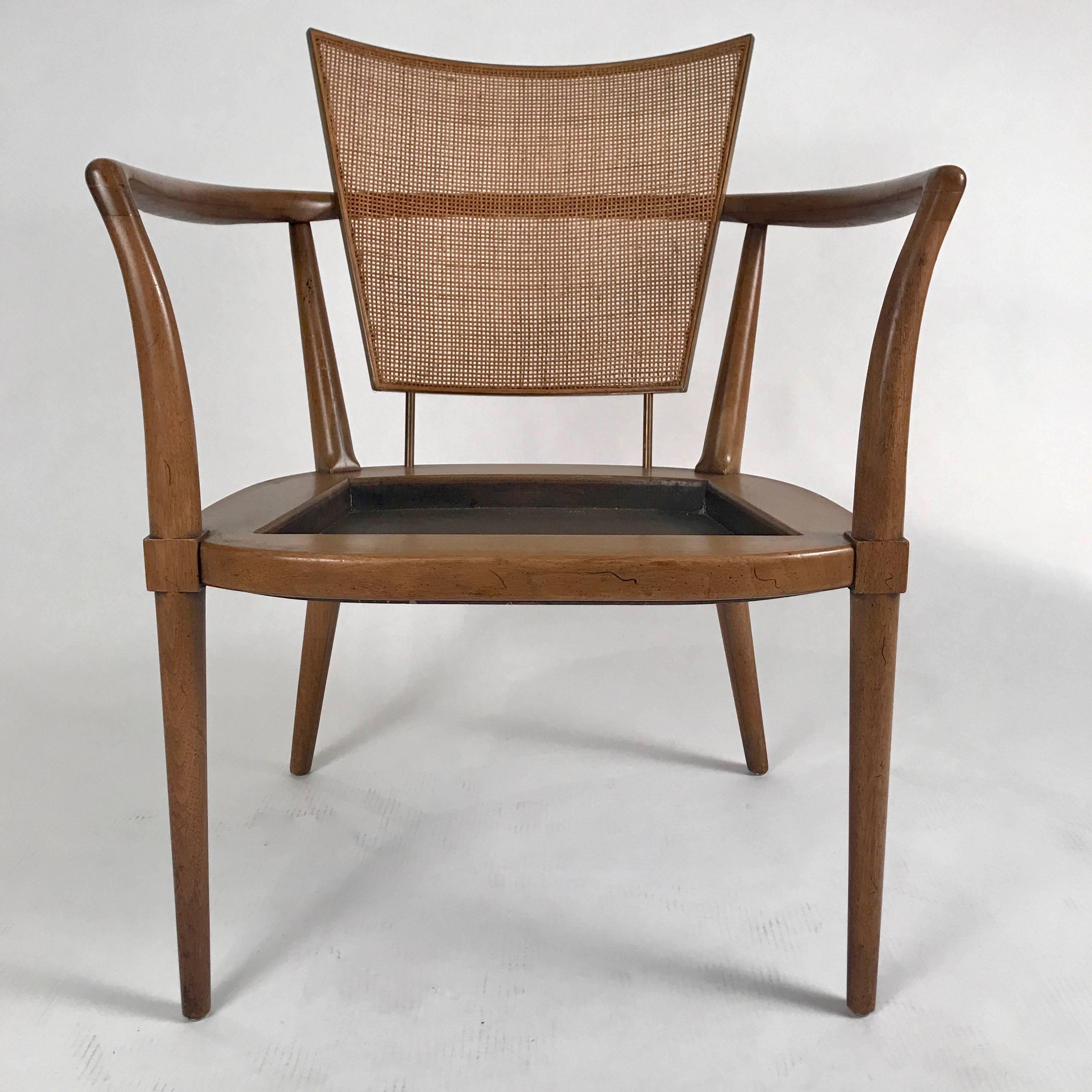Rare Bert England for Johnson Furniture Armchair with Cane, Brass and Leather 9