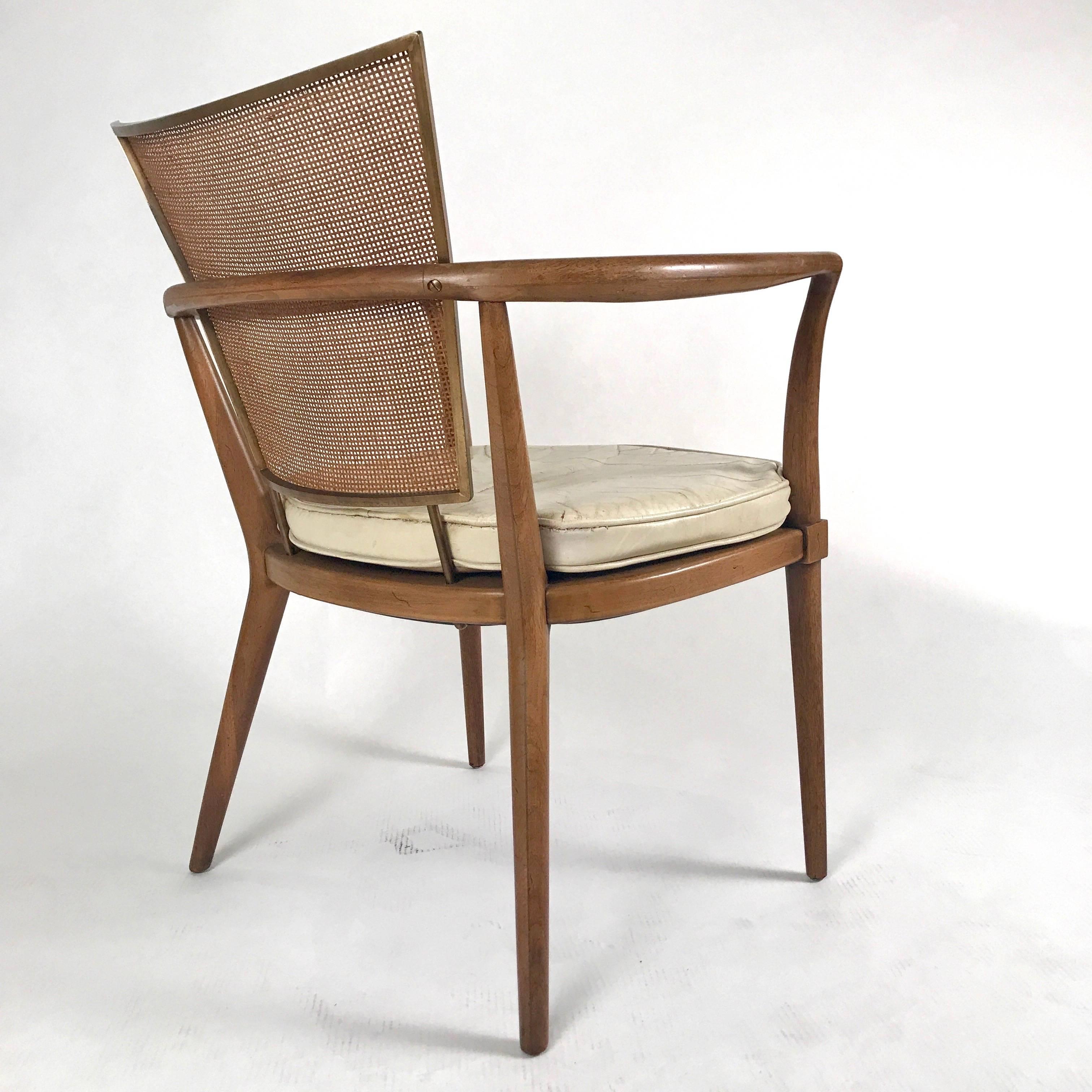 Rare Bert England for Johnson Furniture Armchair with Cane, Brass and Leather In Good Condition In Hudson, NY