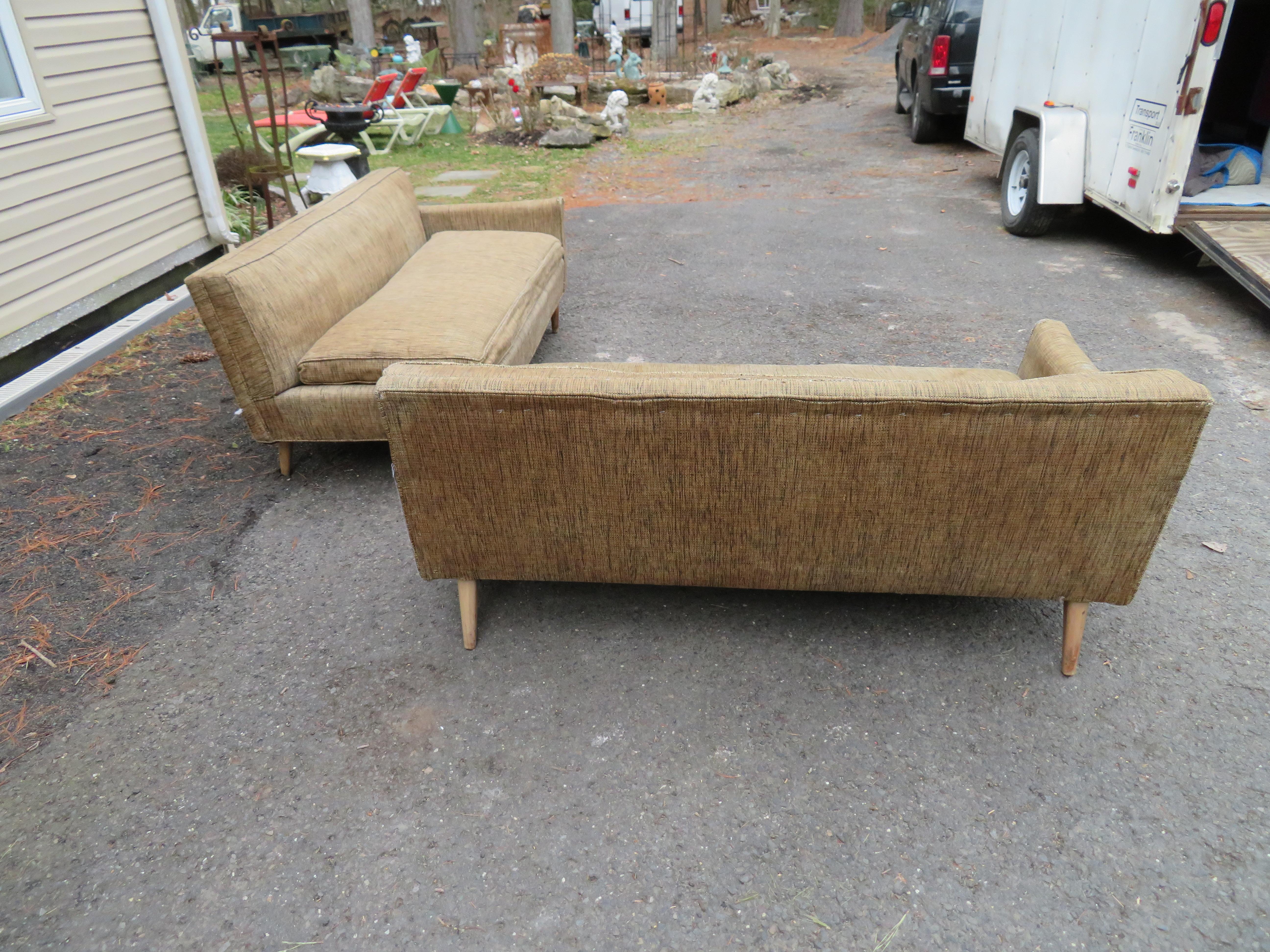 Rare Bertha Scheafer for Singer and Sons 2 Piece Sectional Sofa Mid Century For Sale 2