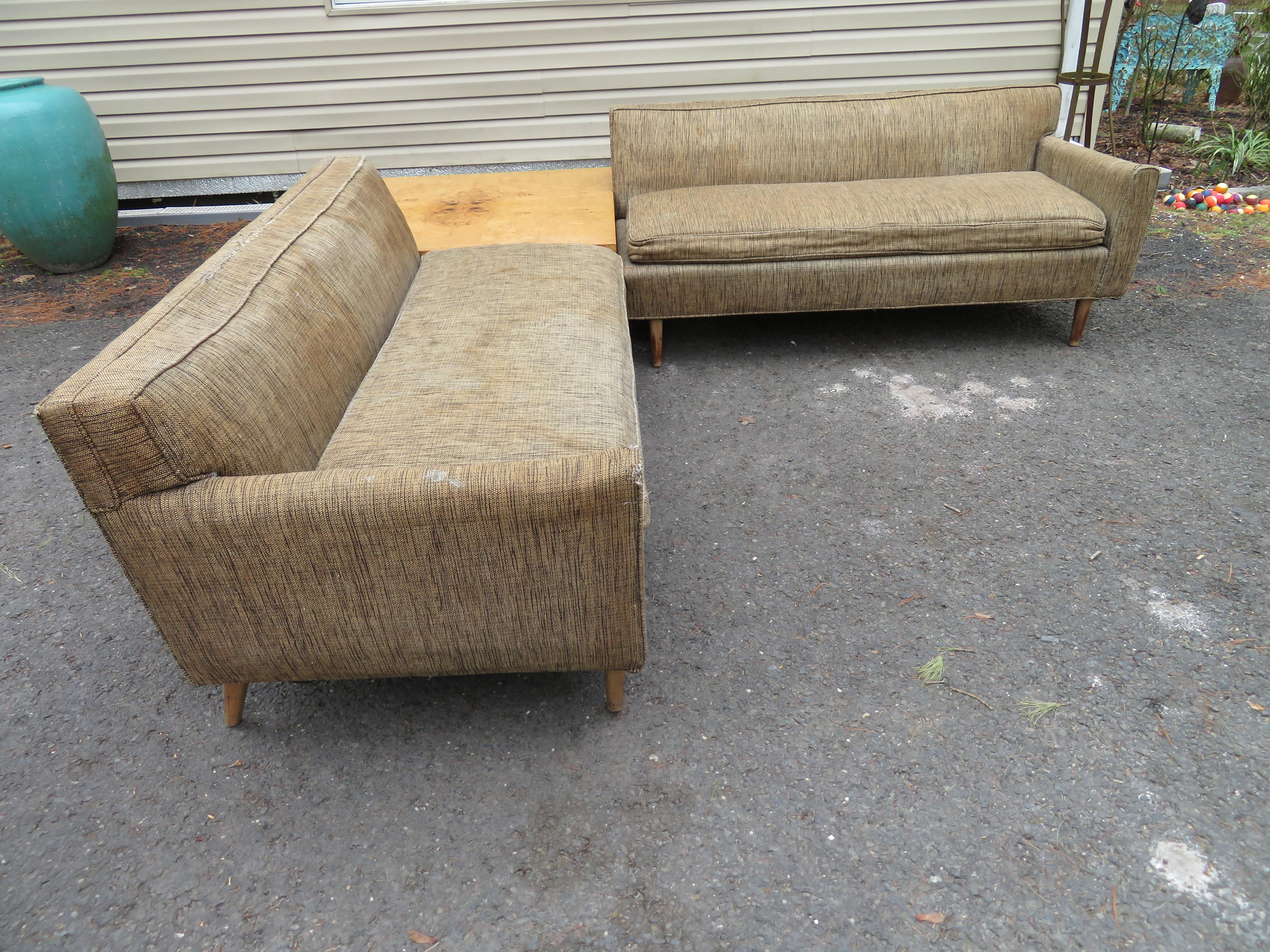 Rare Bertha Scheafer for Singer and Sons 2 Piece Sectional Sofa Mid Century For Sale 3