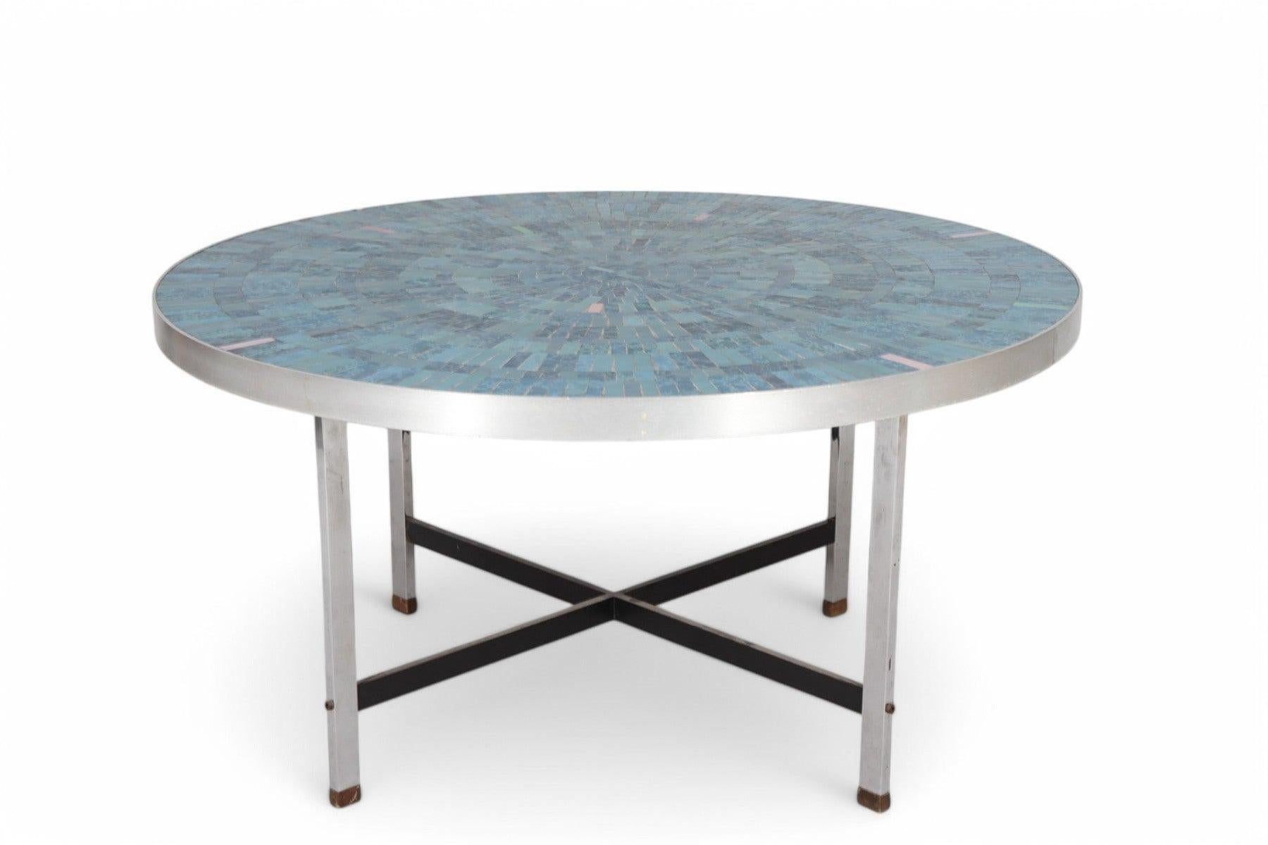 Rare Berthold Müller Round Mosaic Tile Top Coffee Tabble In Good Condition For Sale In Berkeley, CA