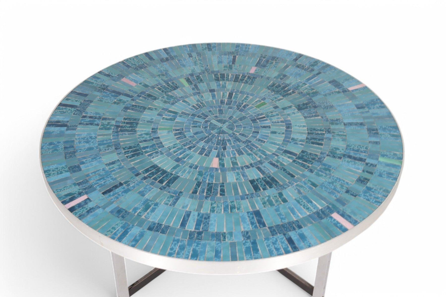 Rare Berthold Müller Round Mosaic Tile Top Coffee Tabble For Sale 1