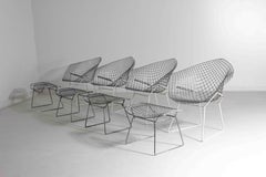 Rare Bertoia diamond chairs with ottoman for Knoll International, 1970s