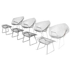 Rare Bertoia diamond chairs with ottoman for Knoll International, 1970s