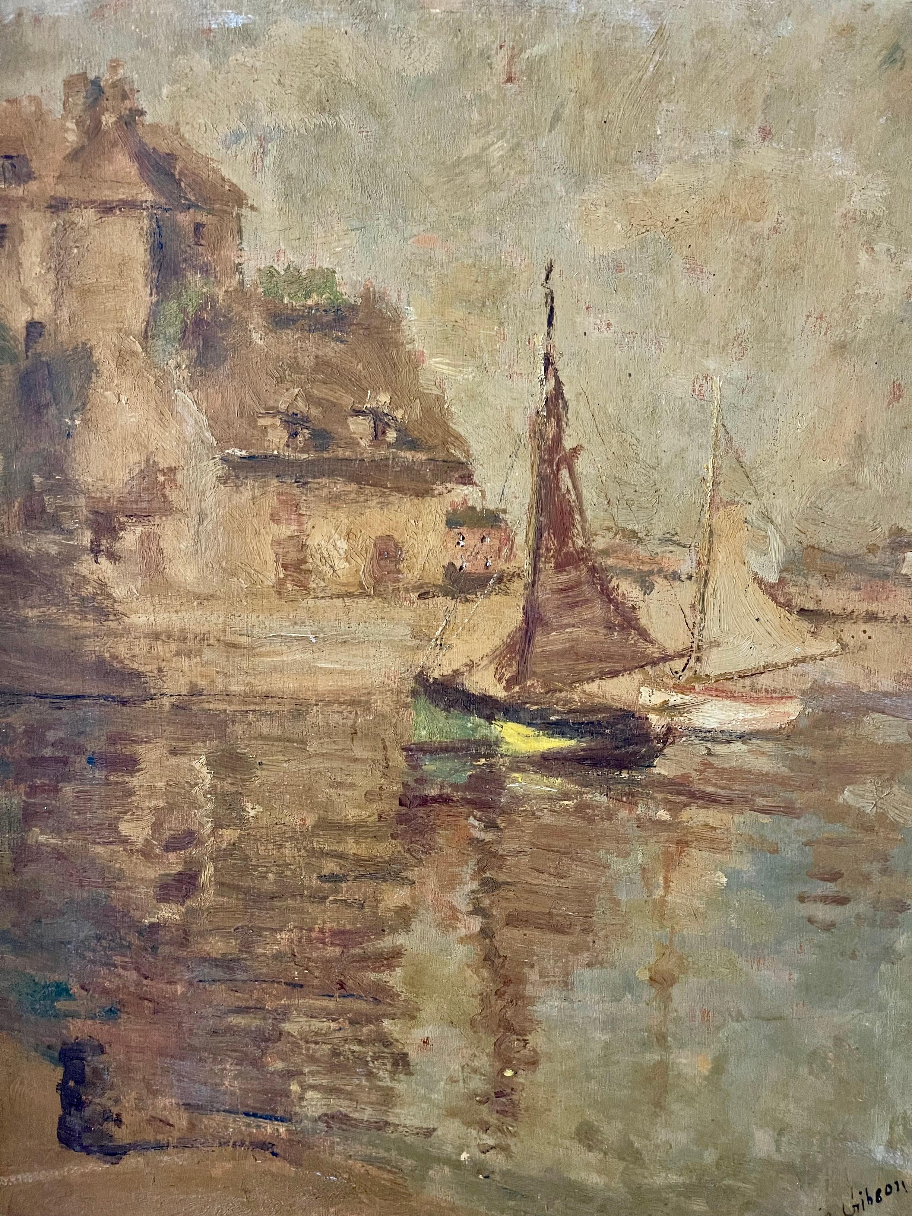 Rare Bessie Gibson Painting - view of Honfleur France Normandy For Sale 4