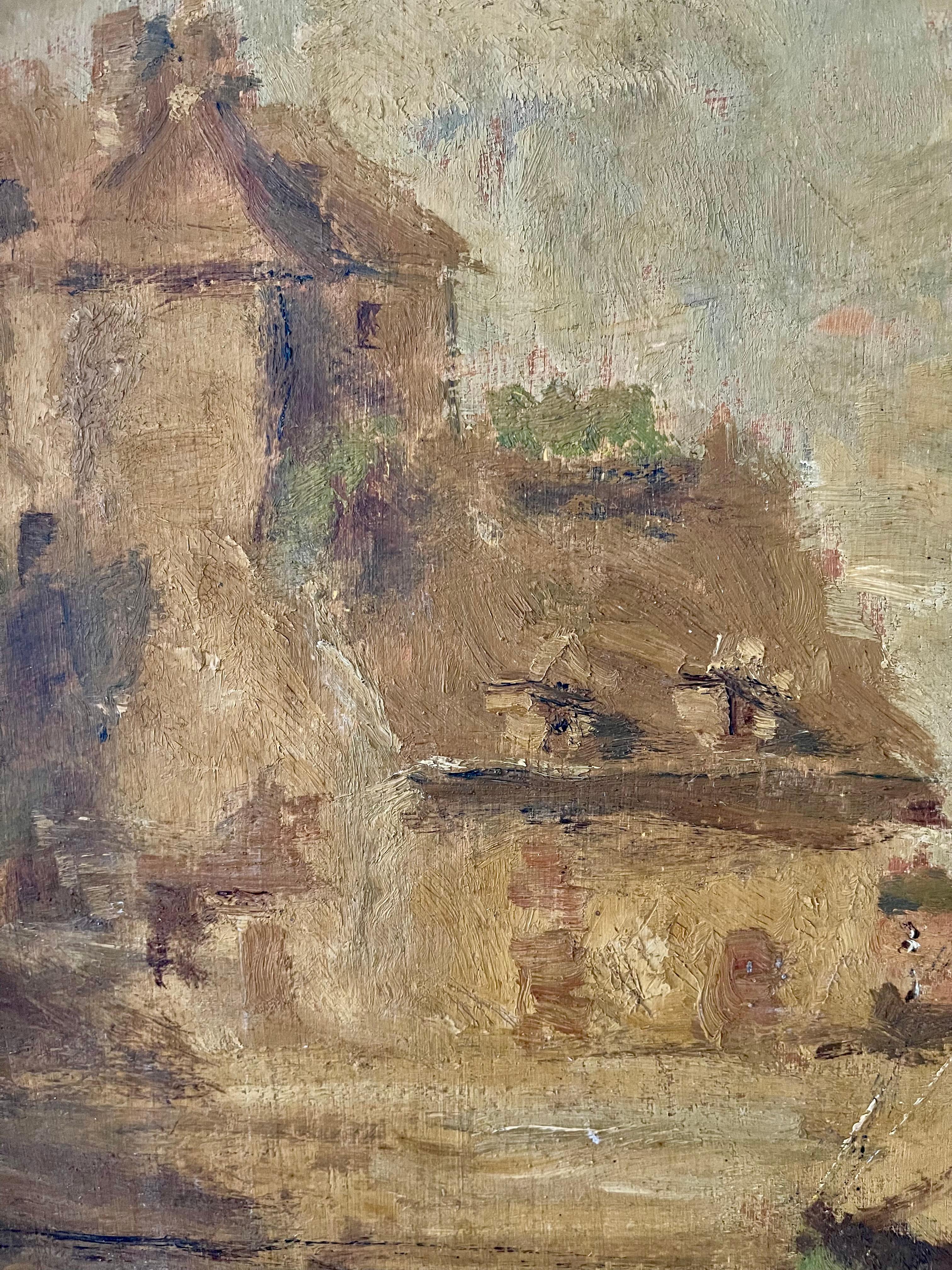 Rare Bessie Gibson Painting - view of Honfleur France Normandy For Sale 1