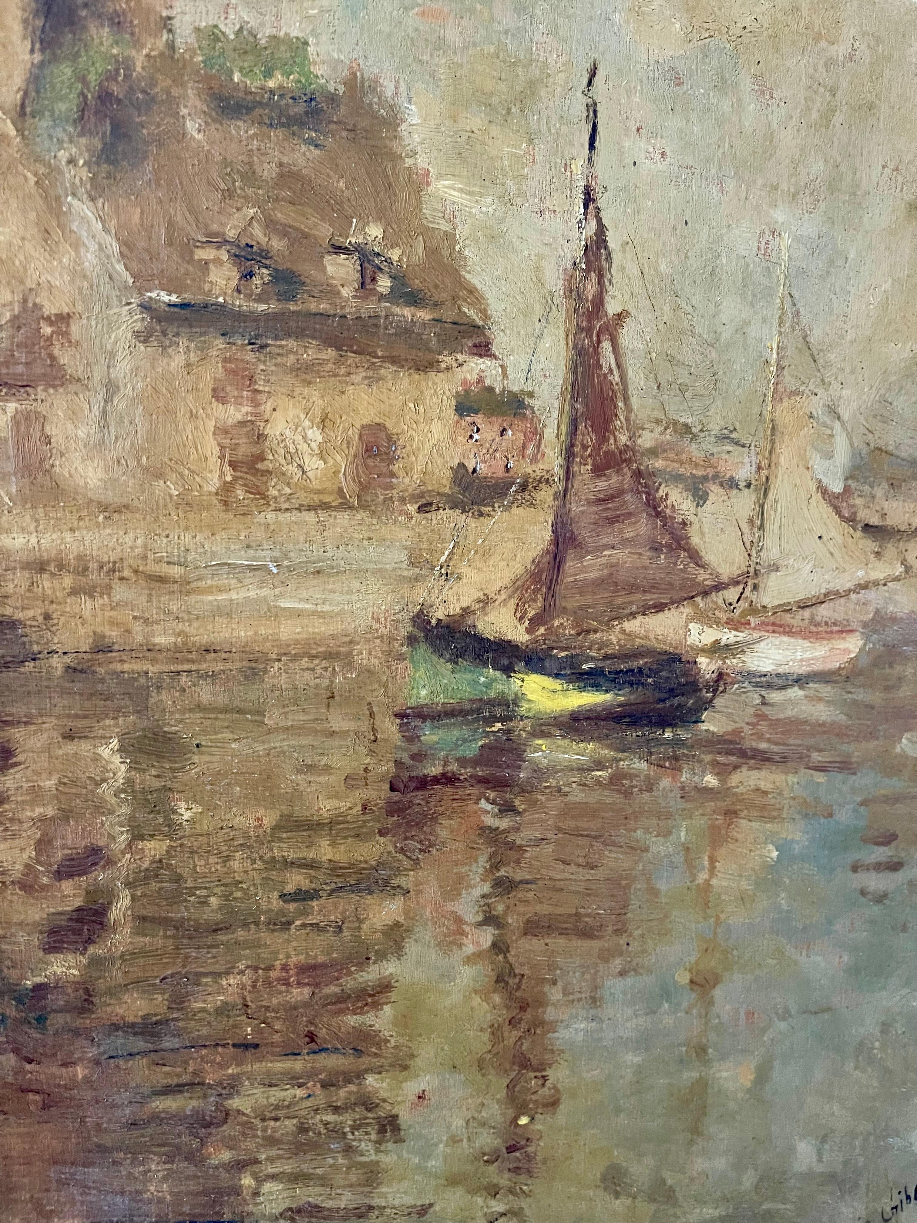 Rare Bessie Gibson Painting - view of Honfleur France Normandy For Sale 3