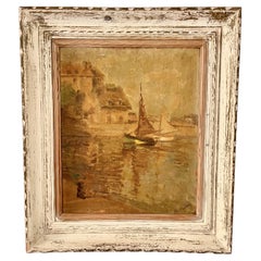 Rare Bessie Gibson Painting - view of Honfleur France Normandy