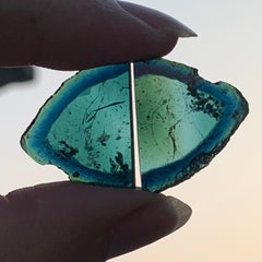 Rare Bicolor Blue Green Tourmaline Slices Pair Gemstone for Earrings Jewellery