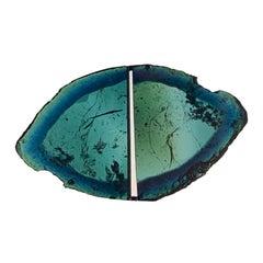 Rare Bicolor Blue Green Tourmaline Slices Pair Gemstone for Earrings Jewellery