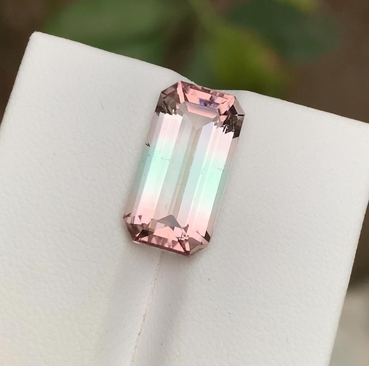 GEMSTONE TYPE: Tourmaline
PIECE(S): 1
WEIGHT: 7.00 Carat
SHAPE: Step Emerald Cut
SIZE (MM): 16.06 x 8.46 x 6.12
COLOR: Bicolor
CLARITY: 95% Eye Clean
TREATMENT: None
ORIGIN: Afghanistan
CERTIFICATE: On demand

This exceptional 7 carat bicolor