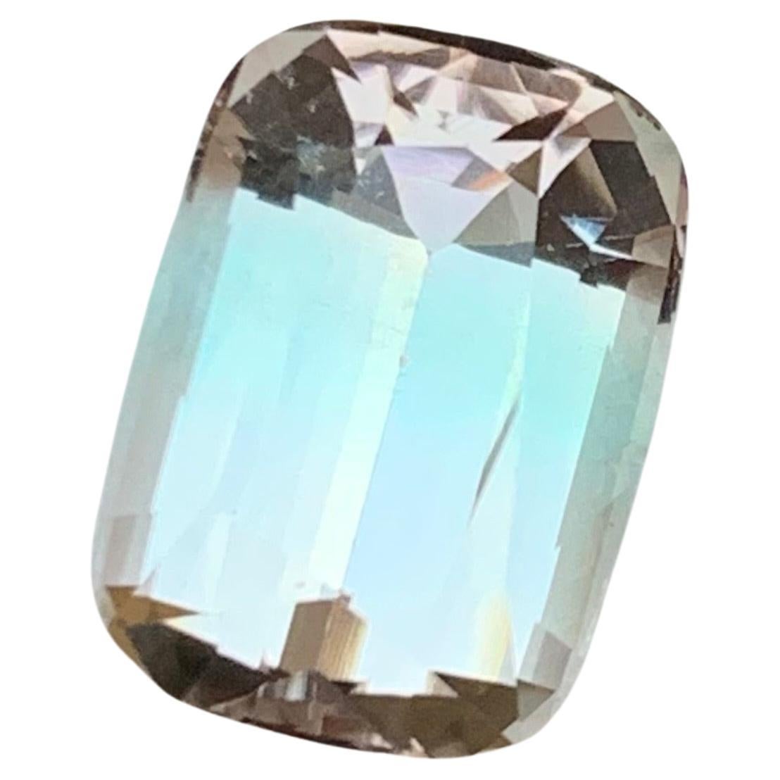 Rare Bicolor Natural Tourmaline Gemstone, 7.60 Ct Step Cushion for Ring/Pendant For Sale