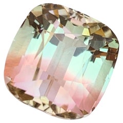 Rare Bicolor Natural Tourmaline Loose Gemstone, 9.75 Ct-Cushion Cut Top Quality 