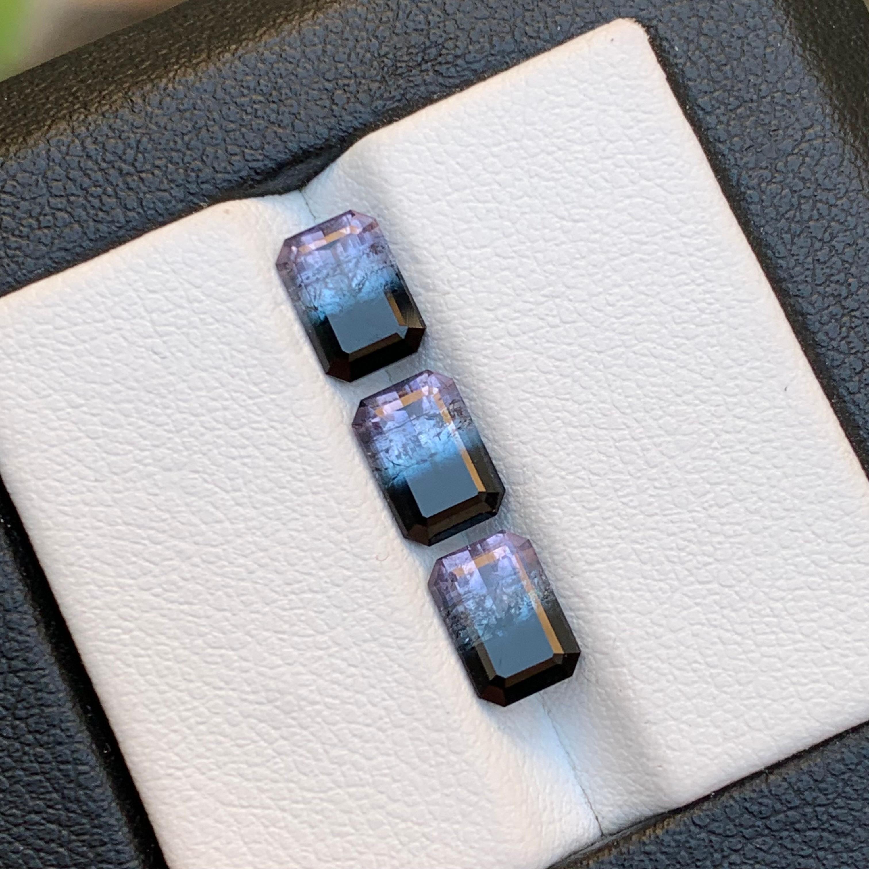 Contemporary Rare Bicolor Natural Tourmaline Loose Gemstones Set 3.95 Ct for Jewelry Making For Sale
