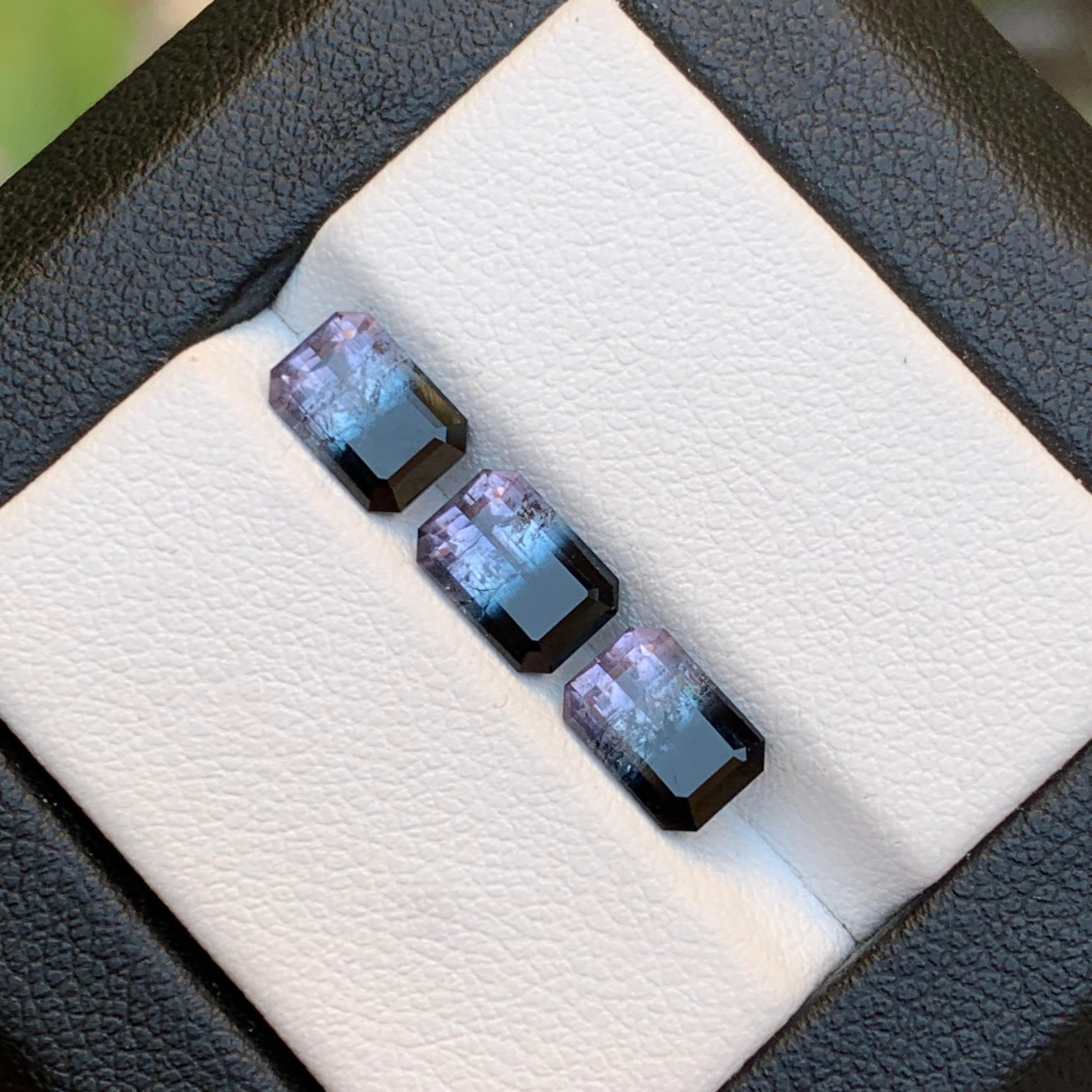 Rare Bicolor Natural Tourmaline Loose Gemstones Set 3.95 Ct for Jewelry Making In New Condition For Sale In Peshawar, PK